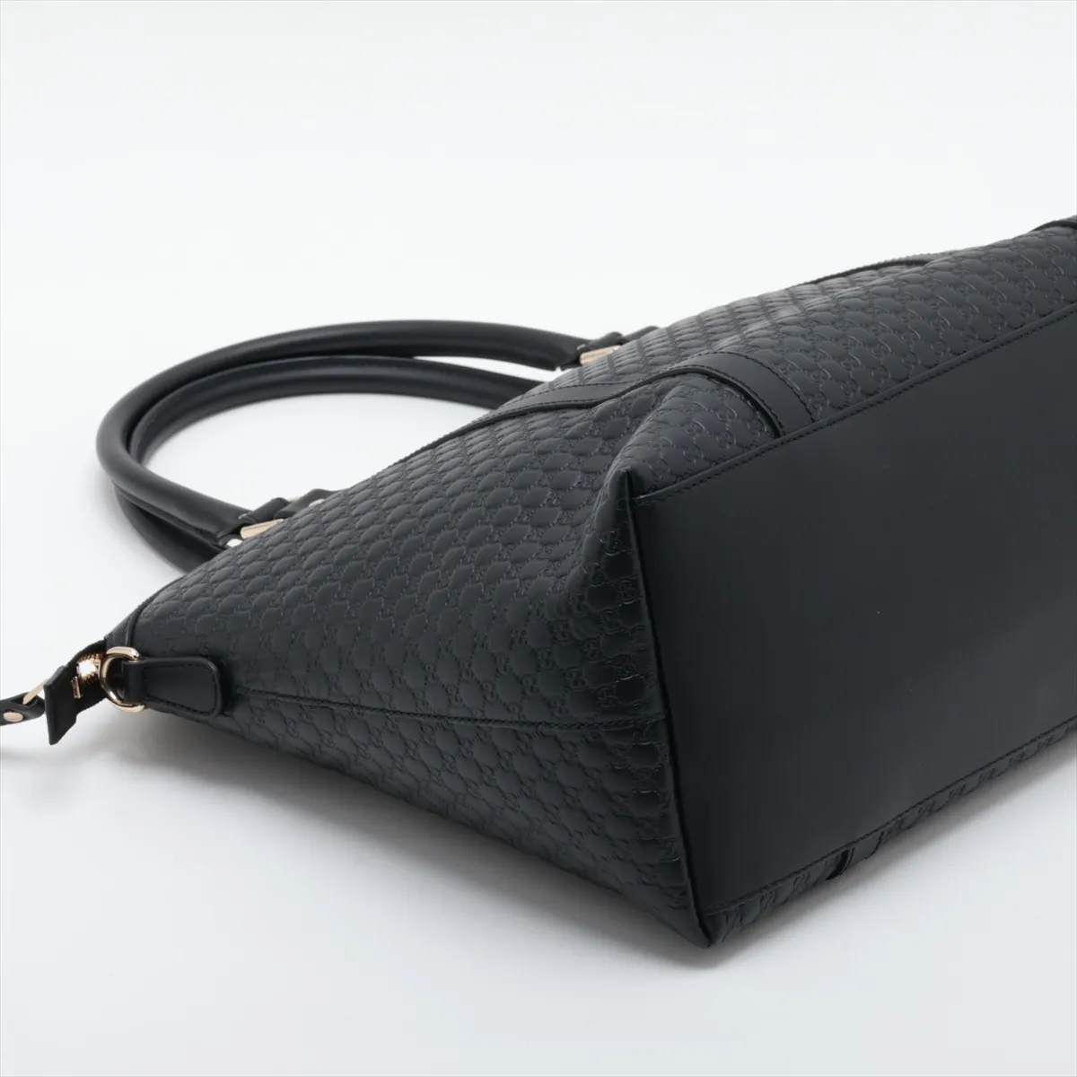 Microguccissima 449658 Leather 2-Way Handbag Black Outlet — view 4