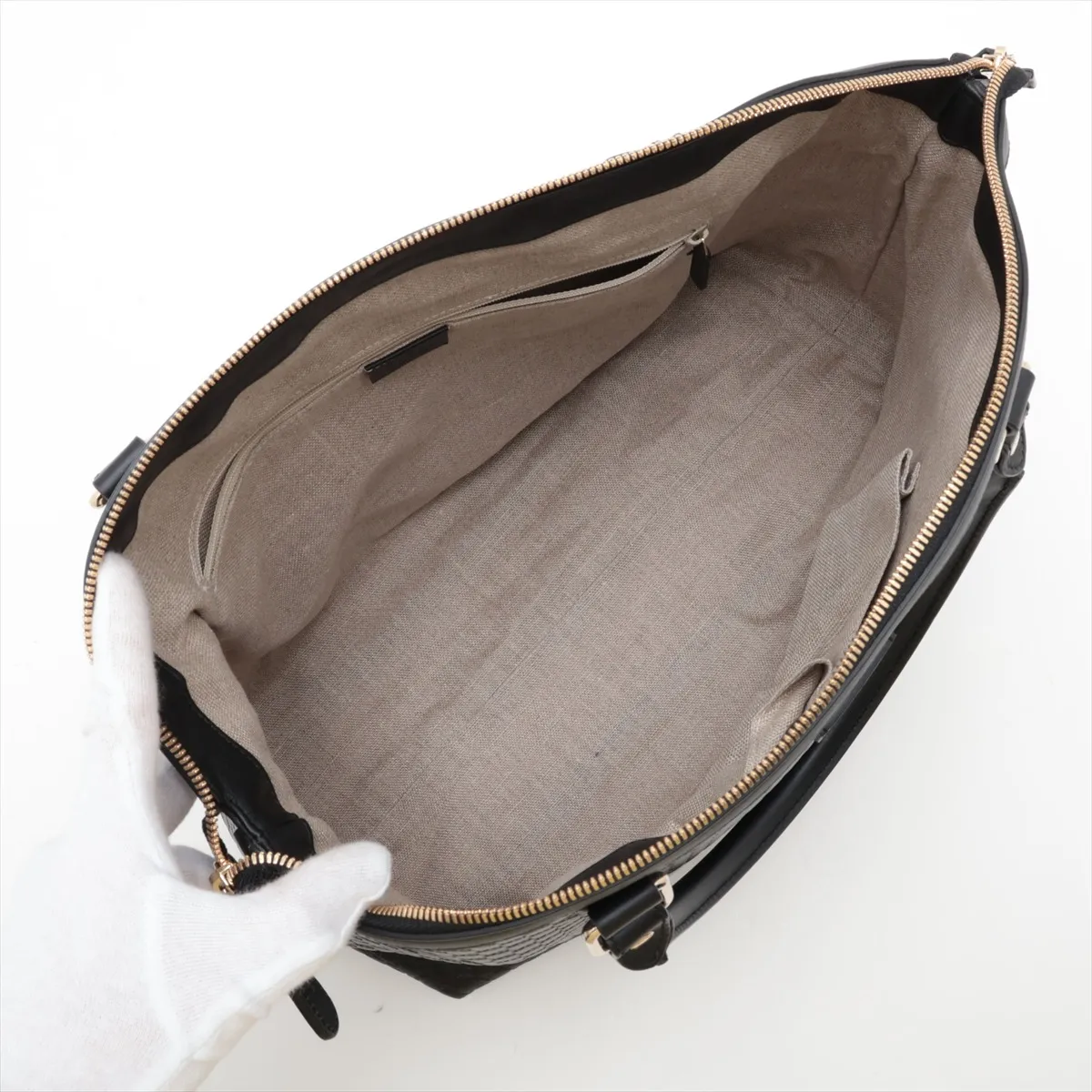 Microguccissima 449658 Leather 2-Way Handbag Black Outlet — view 8