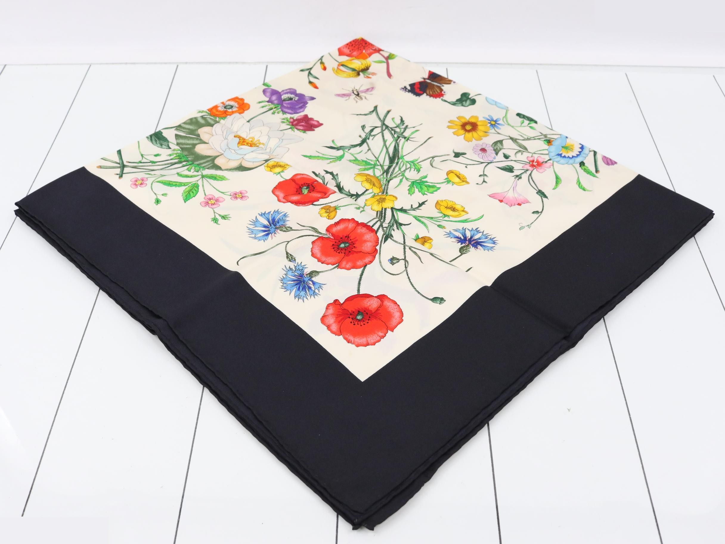 Scarf, black, ivory, multicolor, silk — view 2