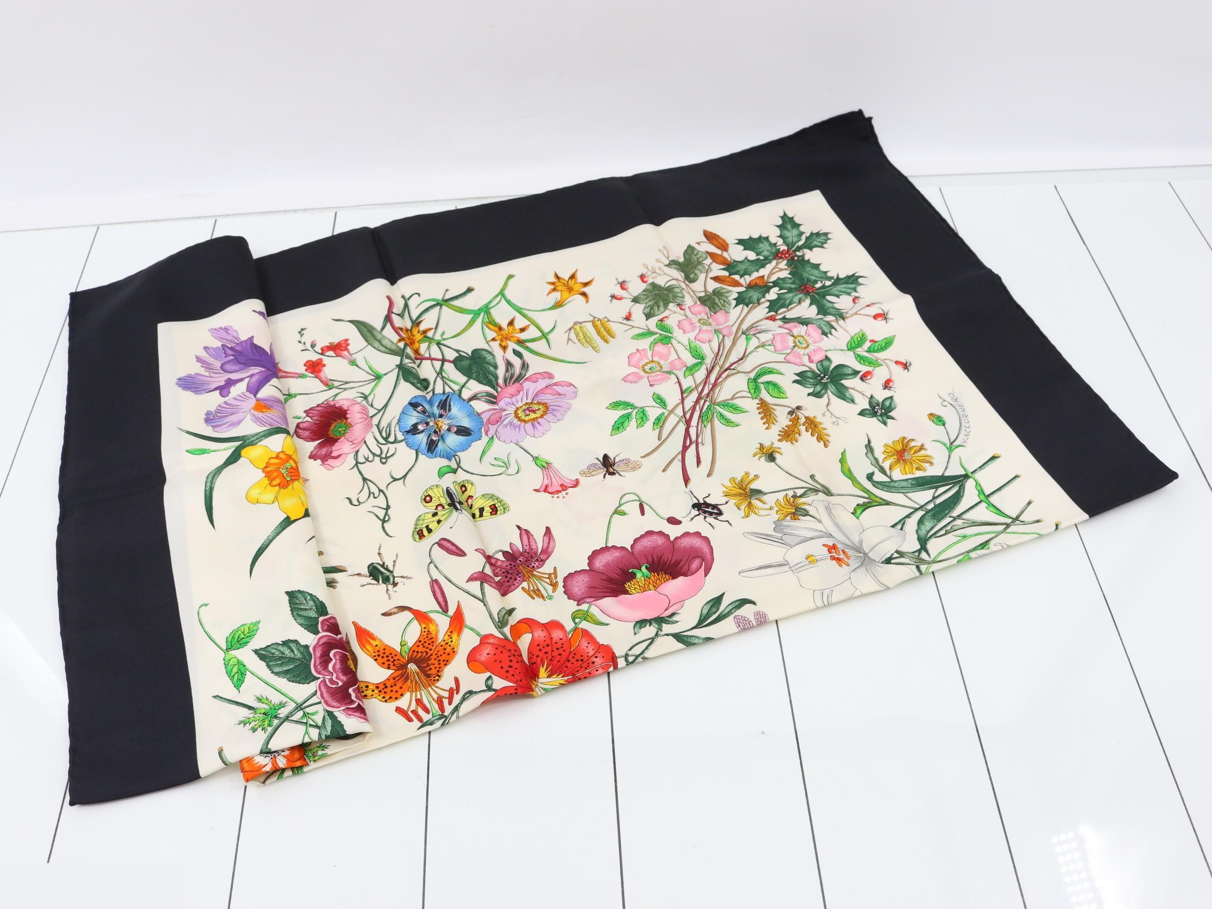 Scarf, black, ivory, multicolor, silk — view 3