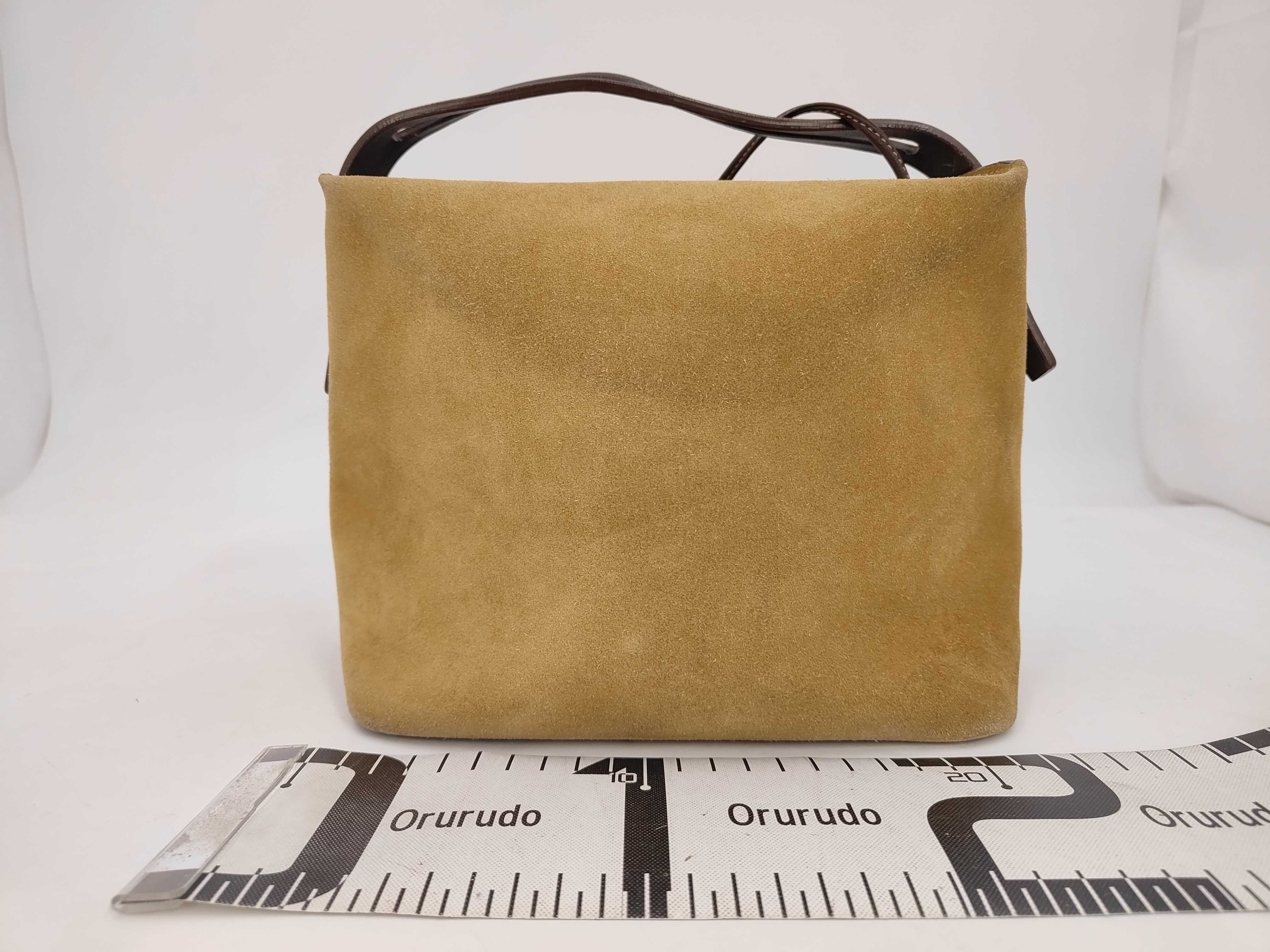 handbag, suede, beige, with pouch, shoulder bag. — view 2