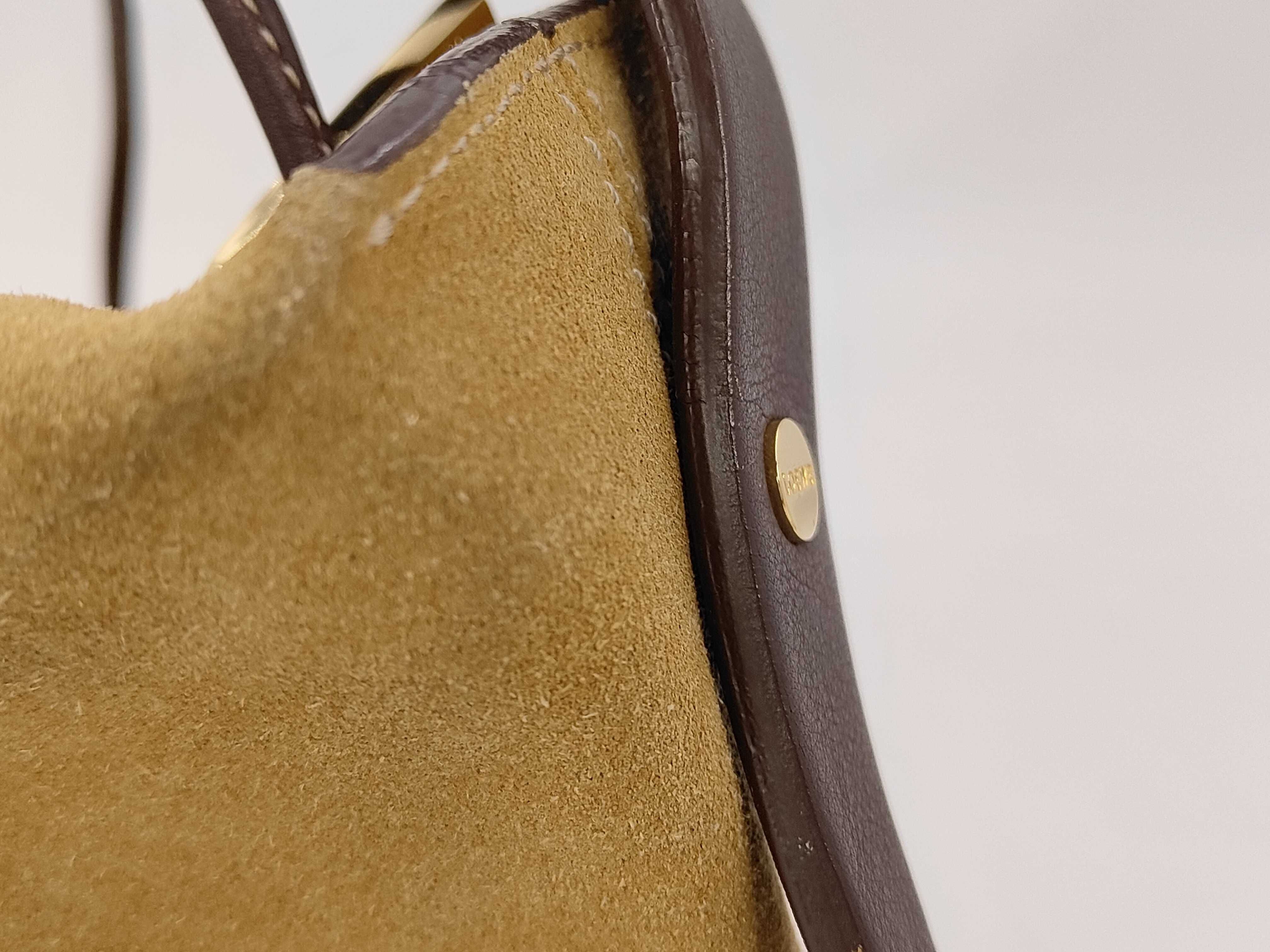 handbag, suede, beige, with pouch, shoulder bag. — view 3