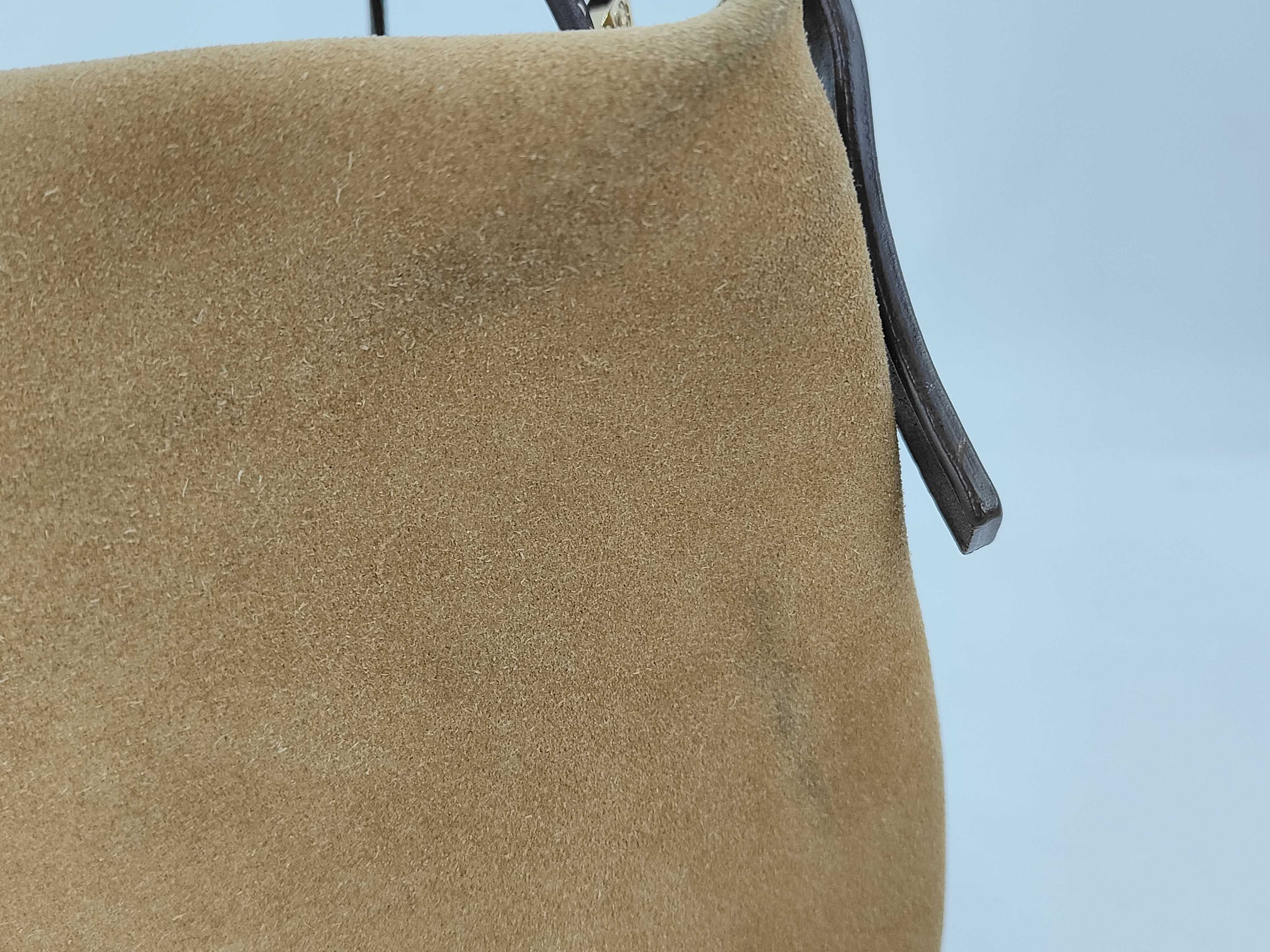 handbag, suede, beige, with pouch, shoulder bag. — view 4