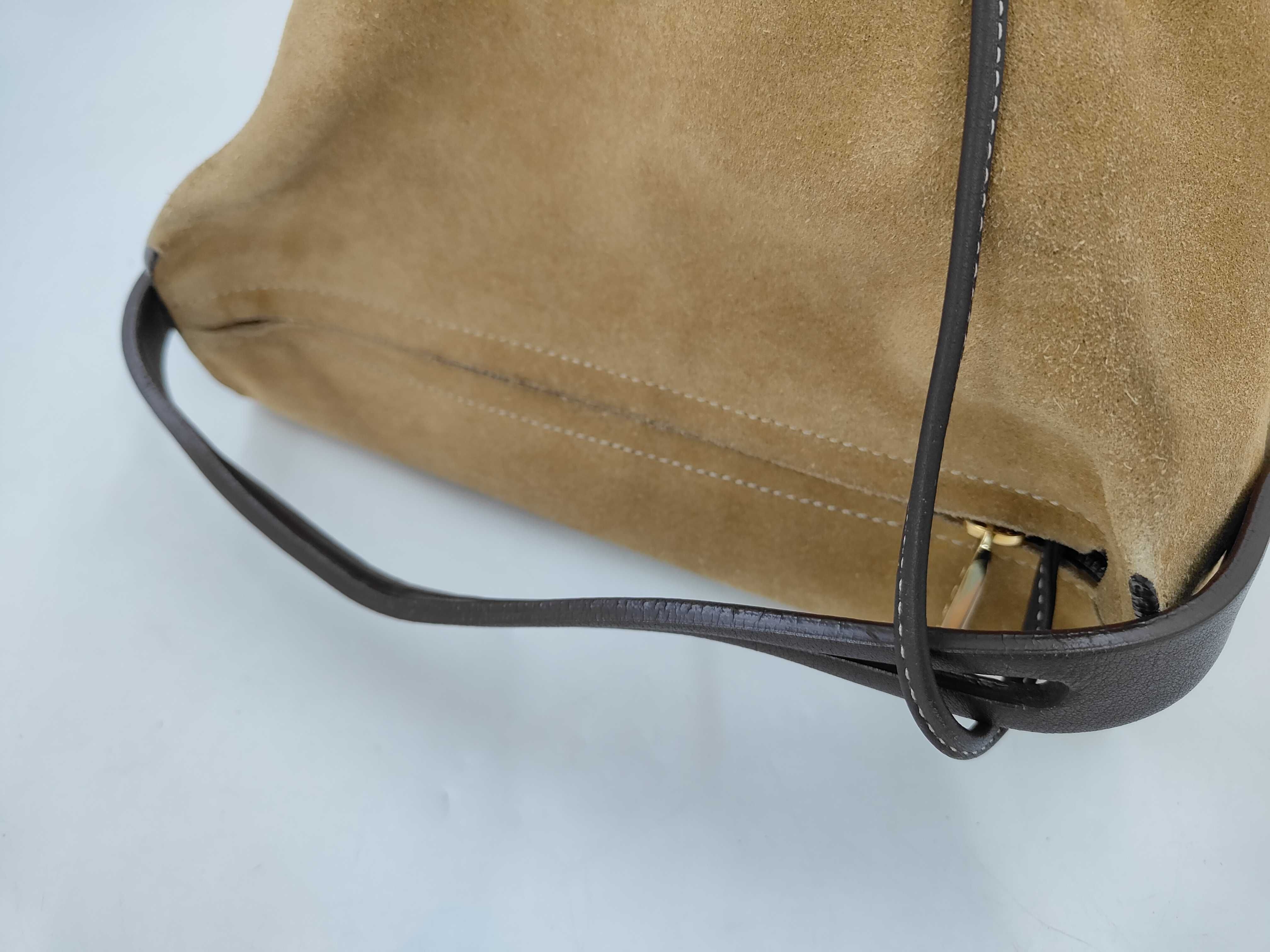 handbag, suede, beige, with pouch, shoulder bag. — view 5