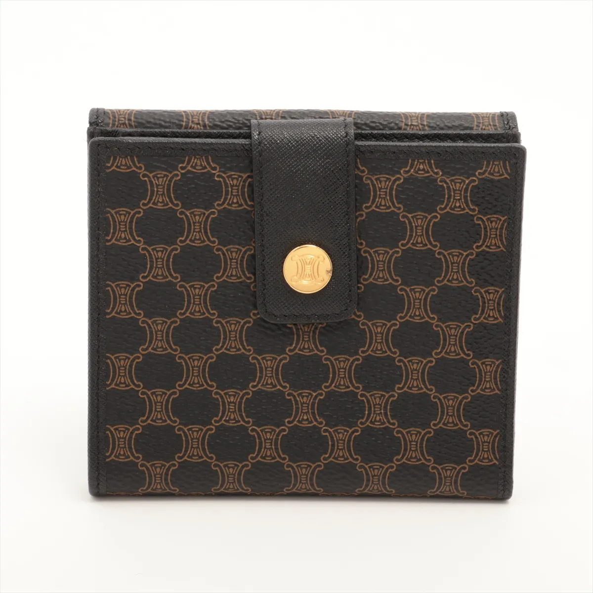 Macadam Leather Compact Wallet Brown x Black