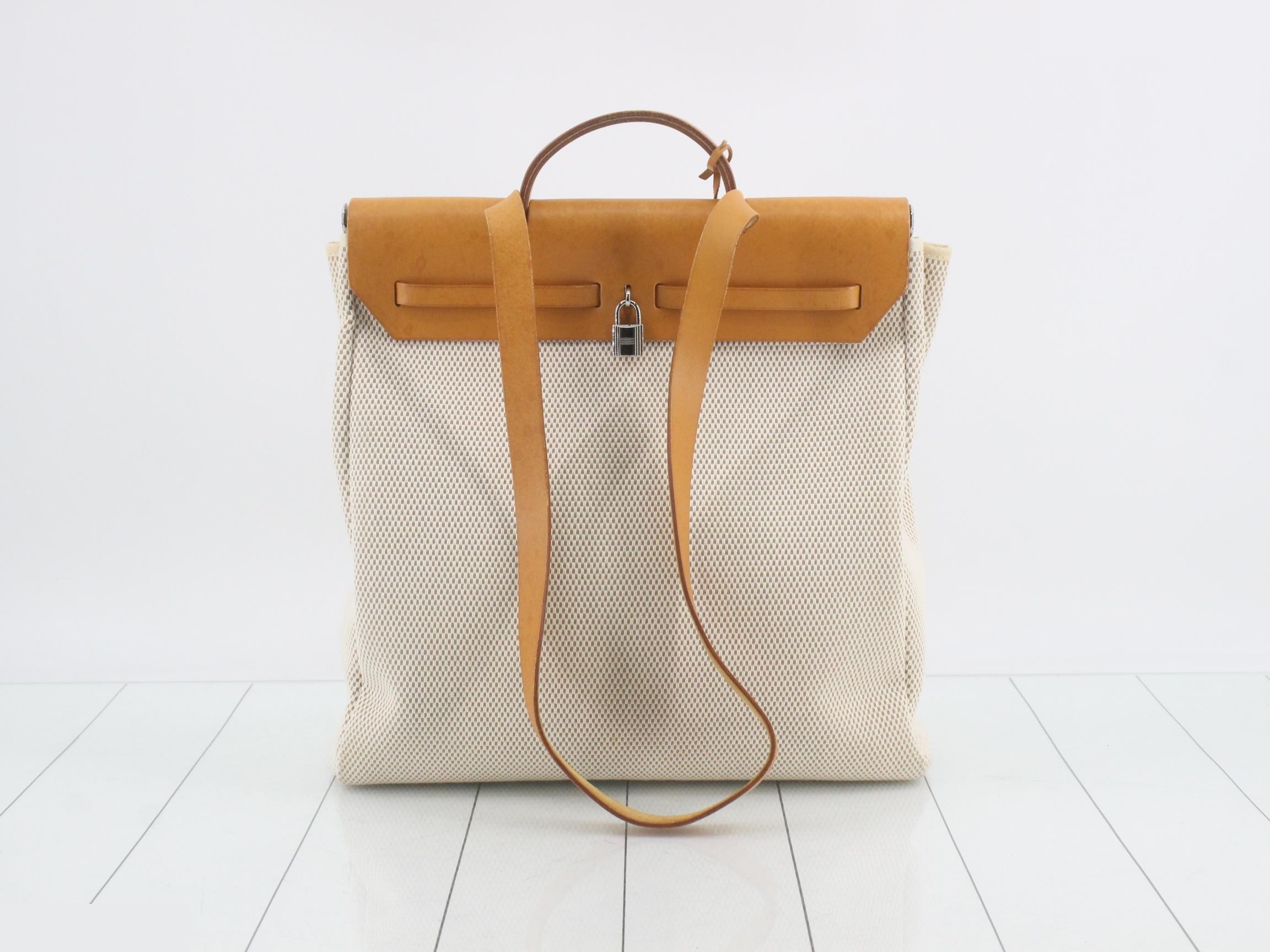 Herbag MM Toile GM Natural S-type hardware H stamp 38 x 34 x 13 cm — view 2