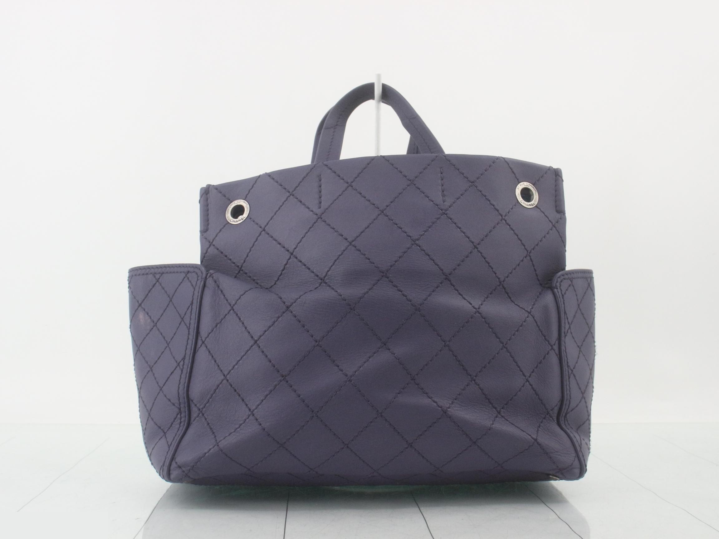 Wild Stitch Leather Handbag, Purple — view 2