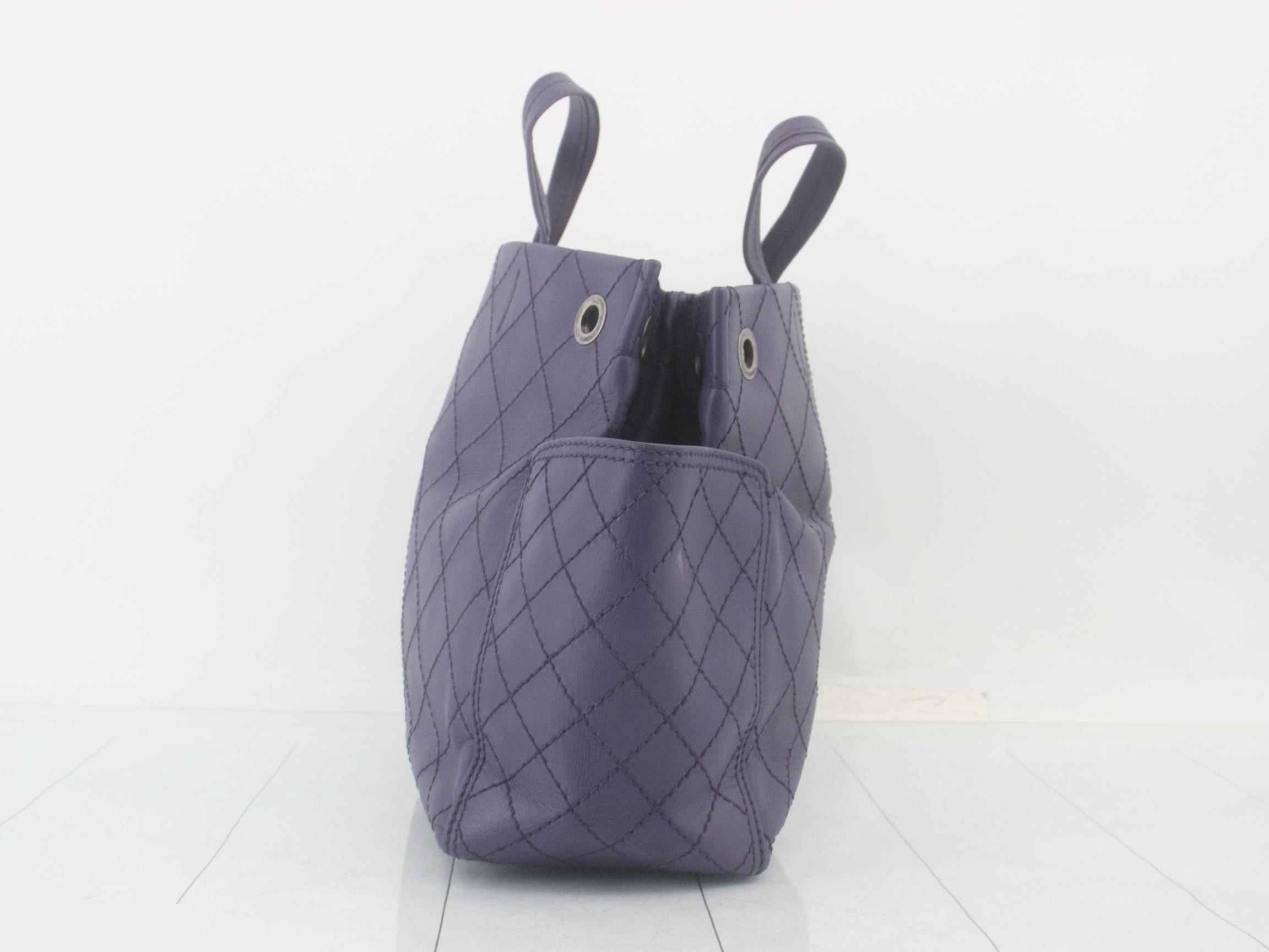 Wild Stitch Leather Handbag, Purple — view 3