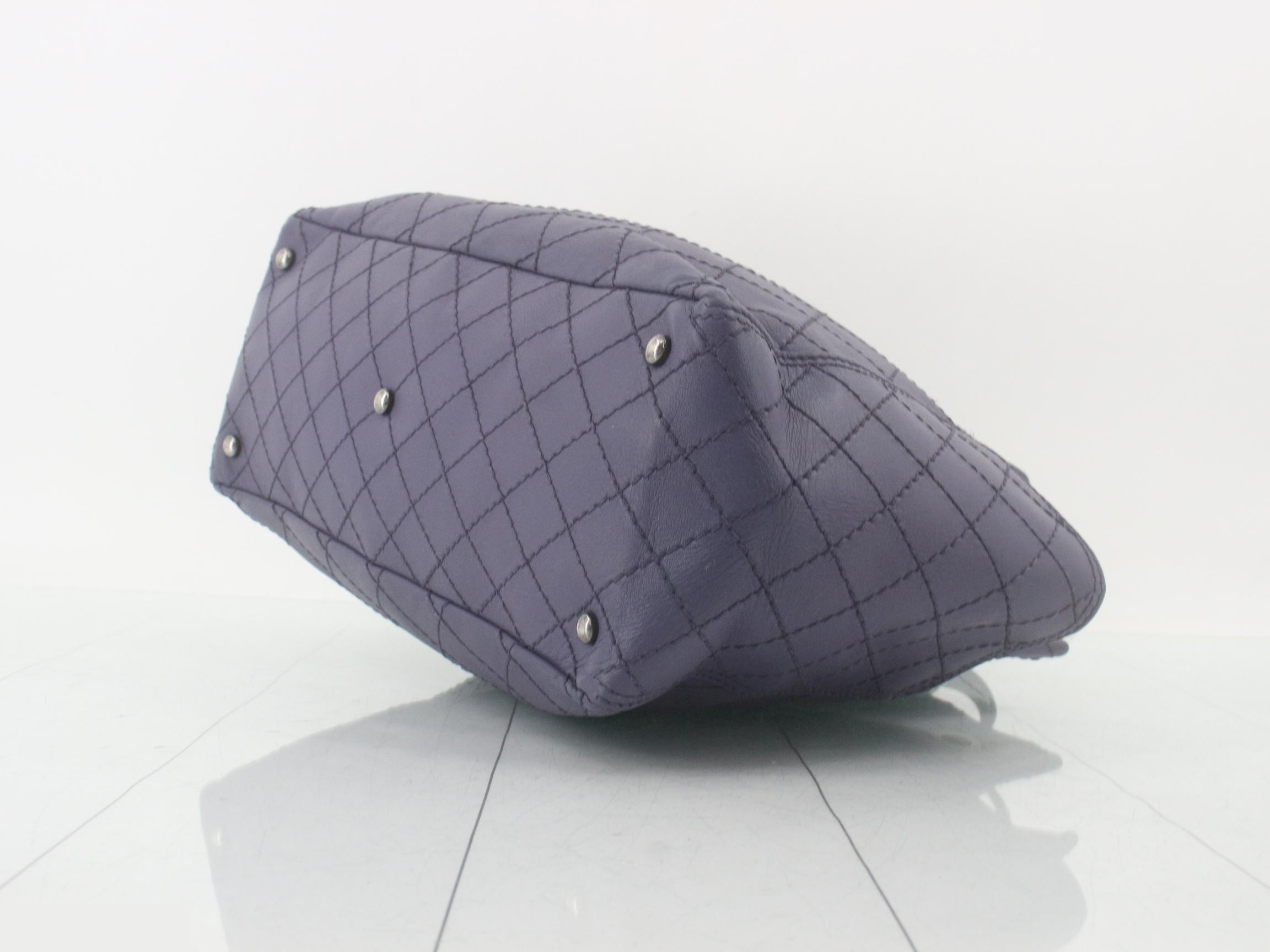 Wild Stitch Leather Handbag, Purple — view 6