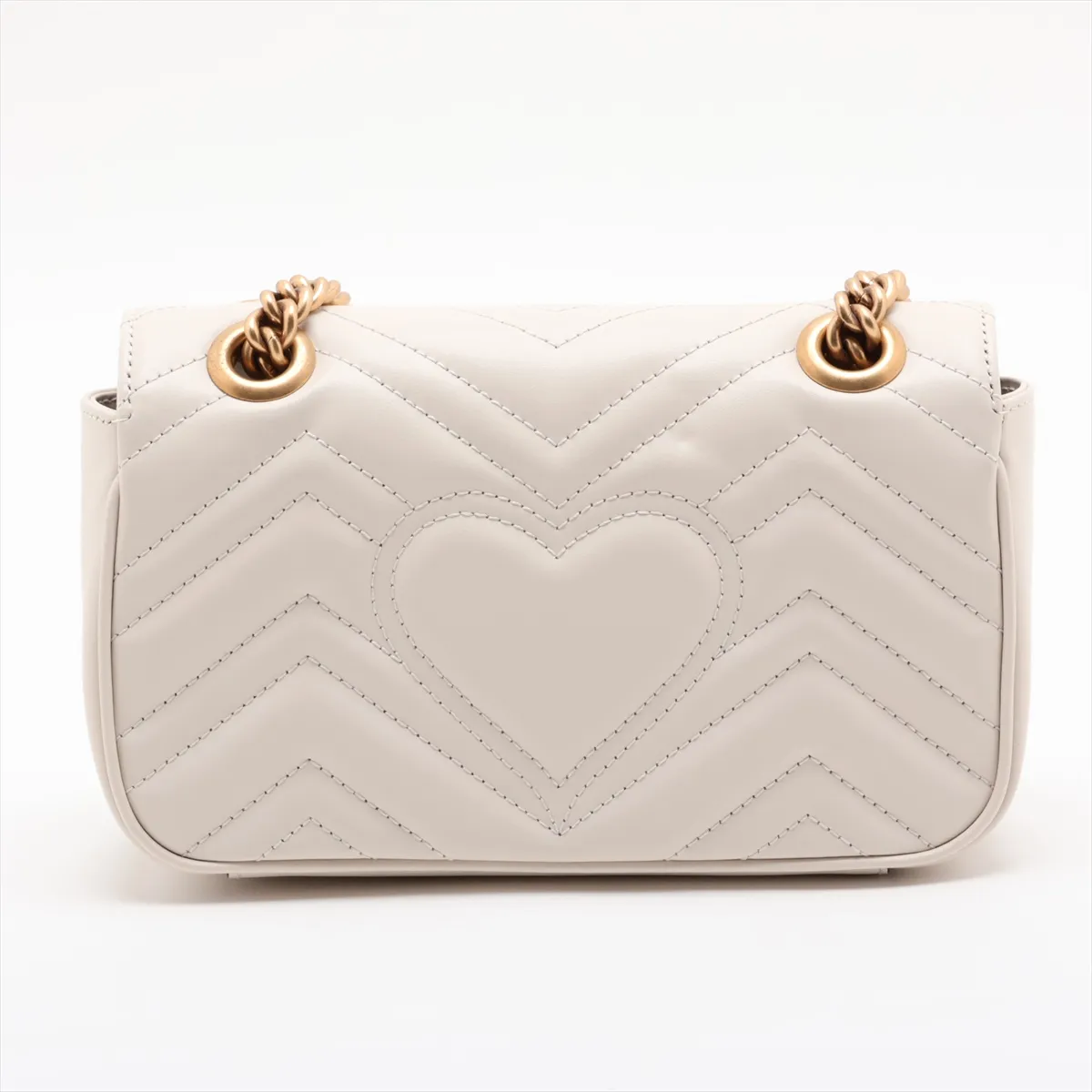 GG Marmont Leather Chain Shoulder Bag, White, 446744 — view 2
