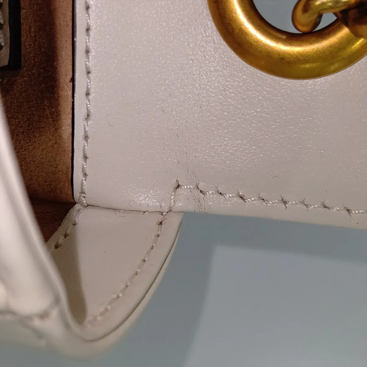 GG Marmont Leather Chain Shoulder Bag, White, 446744 — view 10