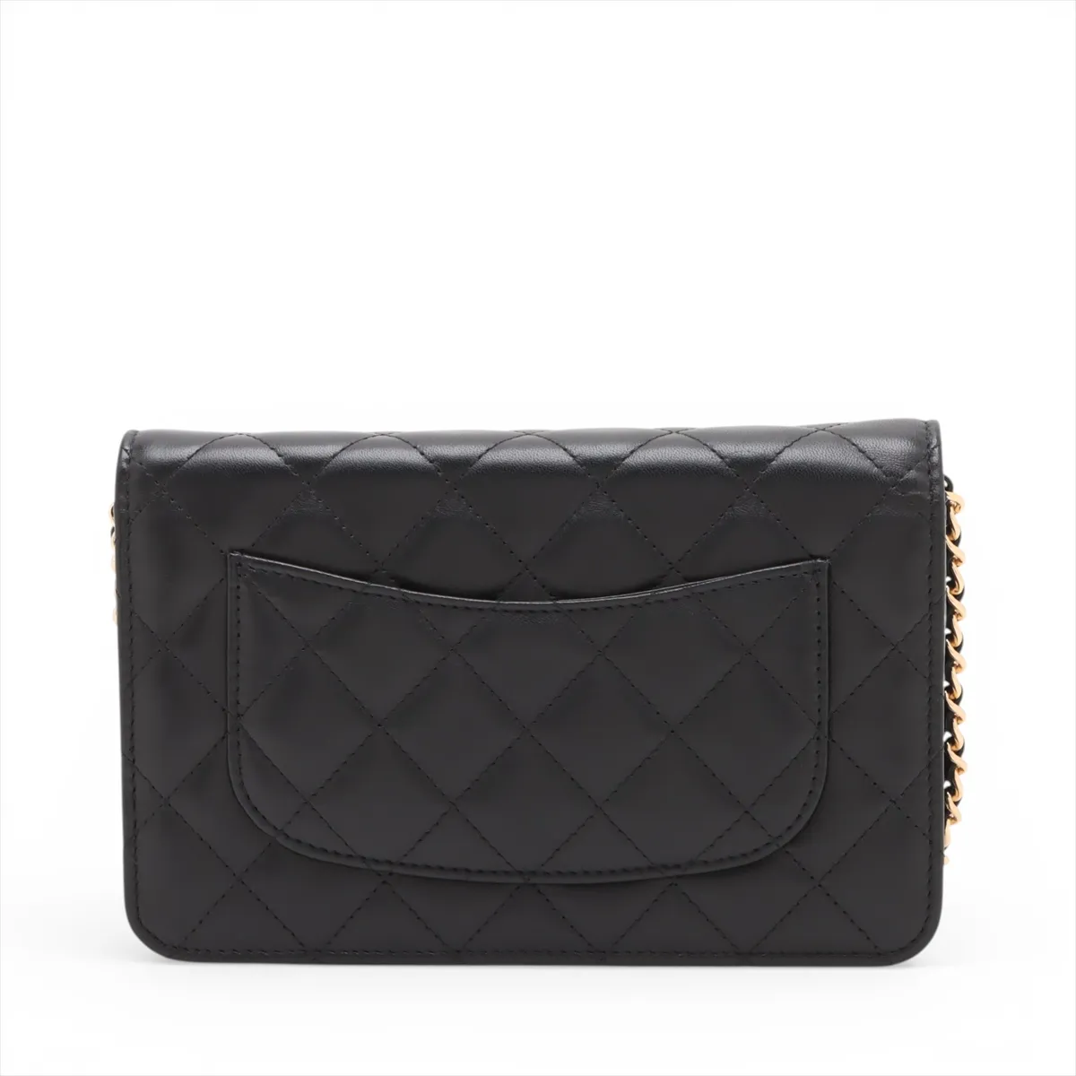 Matelassé Lambskin Chain Wallet, Black with Gold Hardware, 25566878 (Serial Number in the 25s) — view 2
