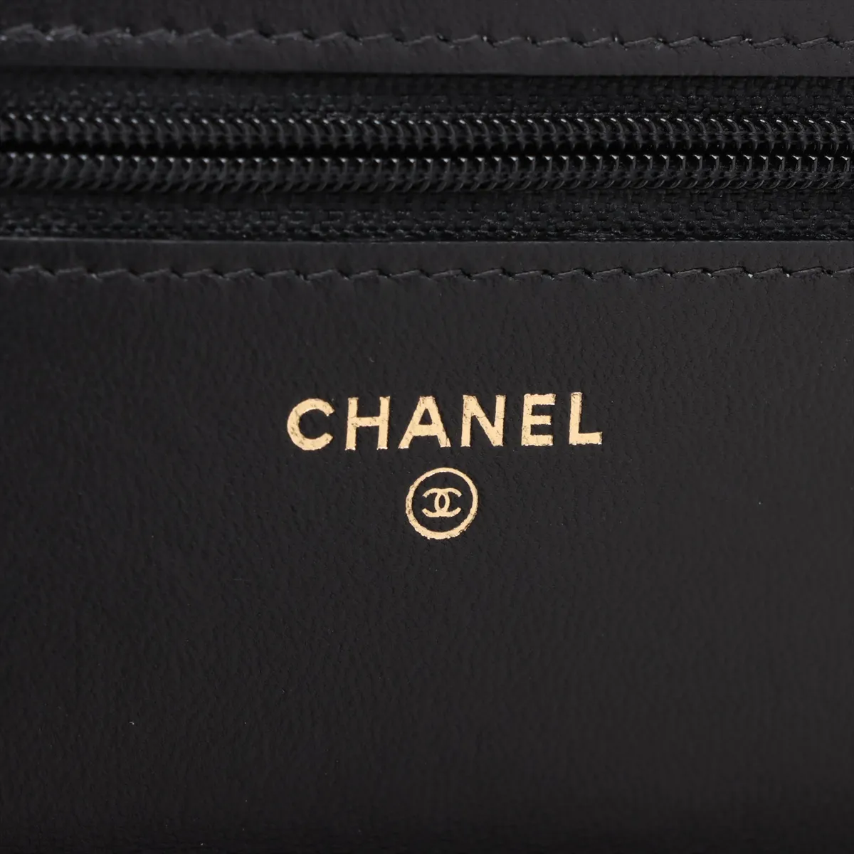 Matelassé Lambskin Chain Wallet, Black with Gold Hardware, 25566878 (Serial Number in the 25s) — view 11