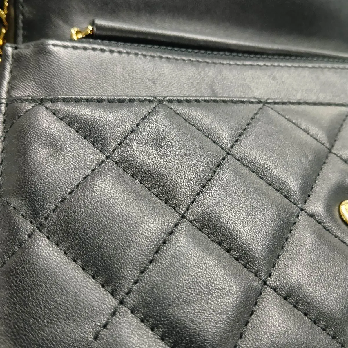 Matelassé Lambskin Chain Wallet, Black with Gold Hardware, 25566878 (Serial Number in the 25s) — view 12