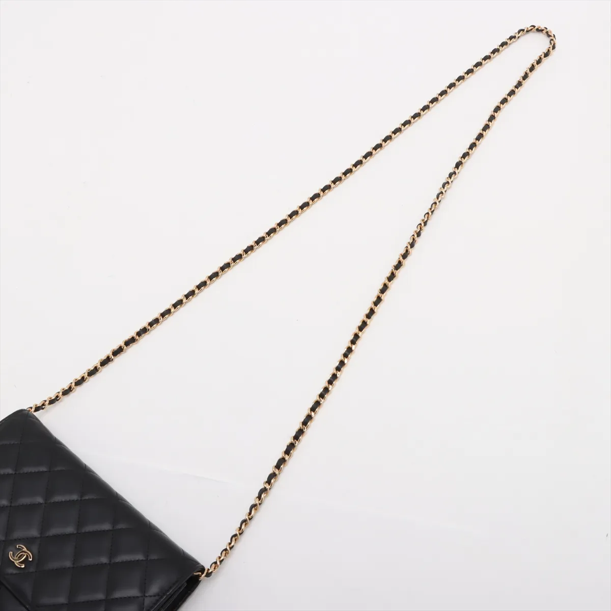 Matelassé Lambskin Chain Wallet, Black with Gold Hardware, 25566878 (Serial Number in the 25s) — view 5