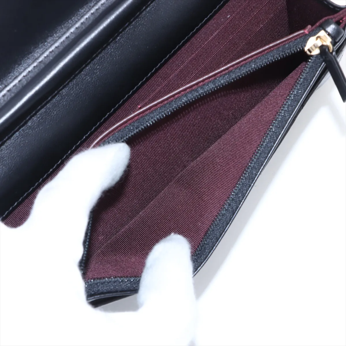 Matelassé Lambskin Chain Wallet, Black with Gold Hardware, 25566878 (Serial Number in the 25s) — view 8
