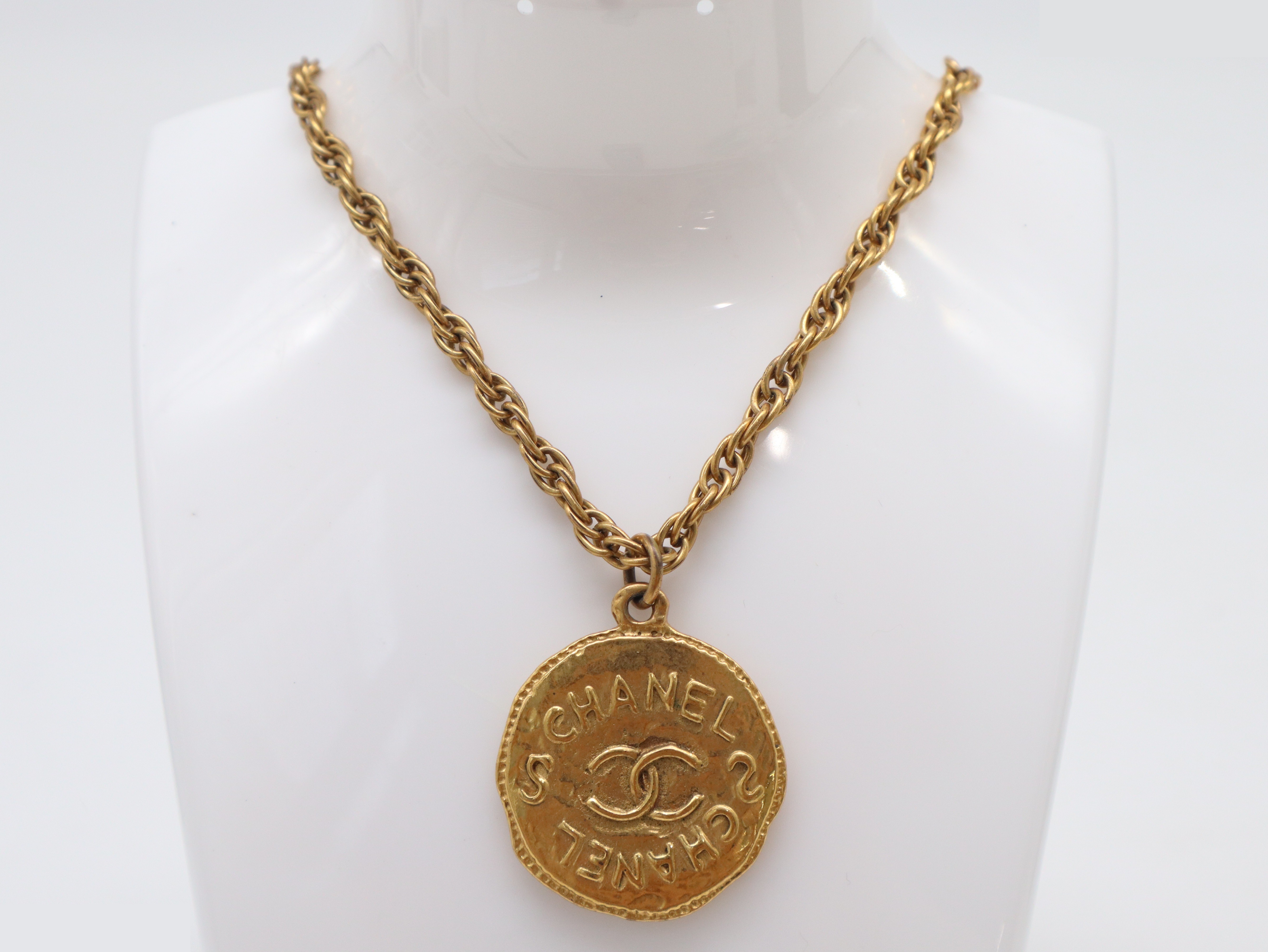 Coco Mark Coin Necklace, GP (Gold Plated), Chain approx. 43cm — view 3