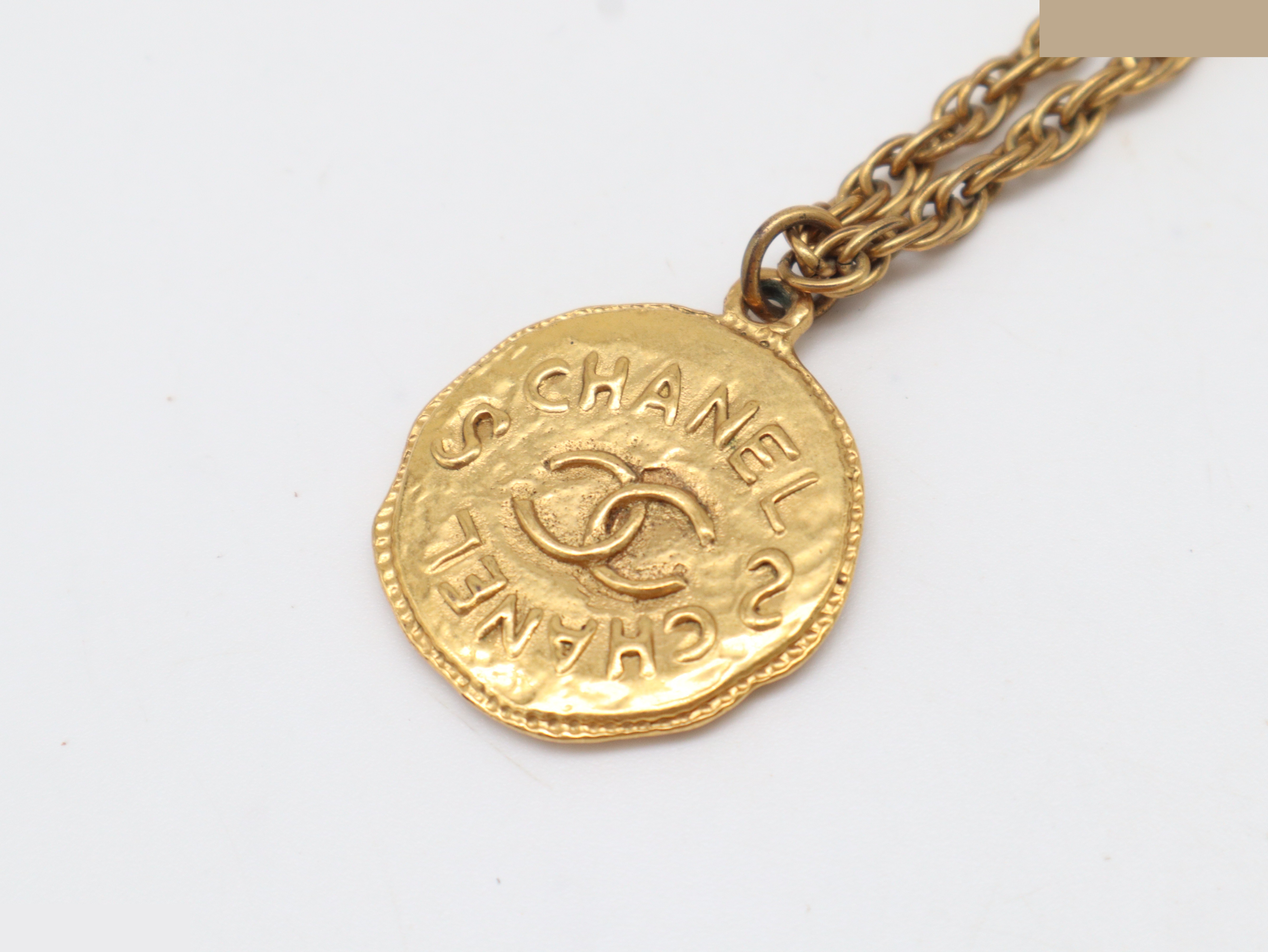 Coco Mark Coin Necklace, GP (Gold Plated), Chain approx. 43cm — view 5