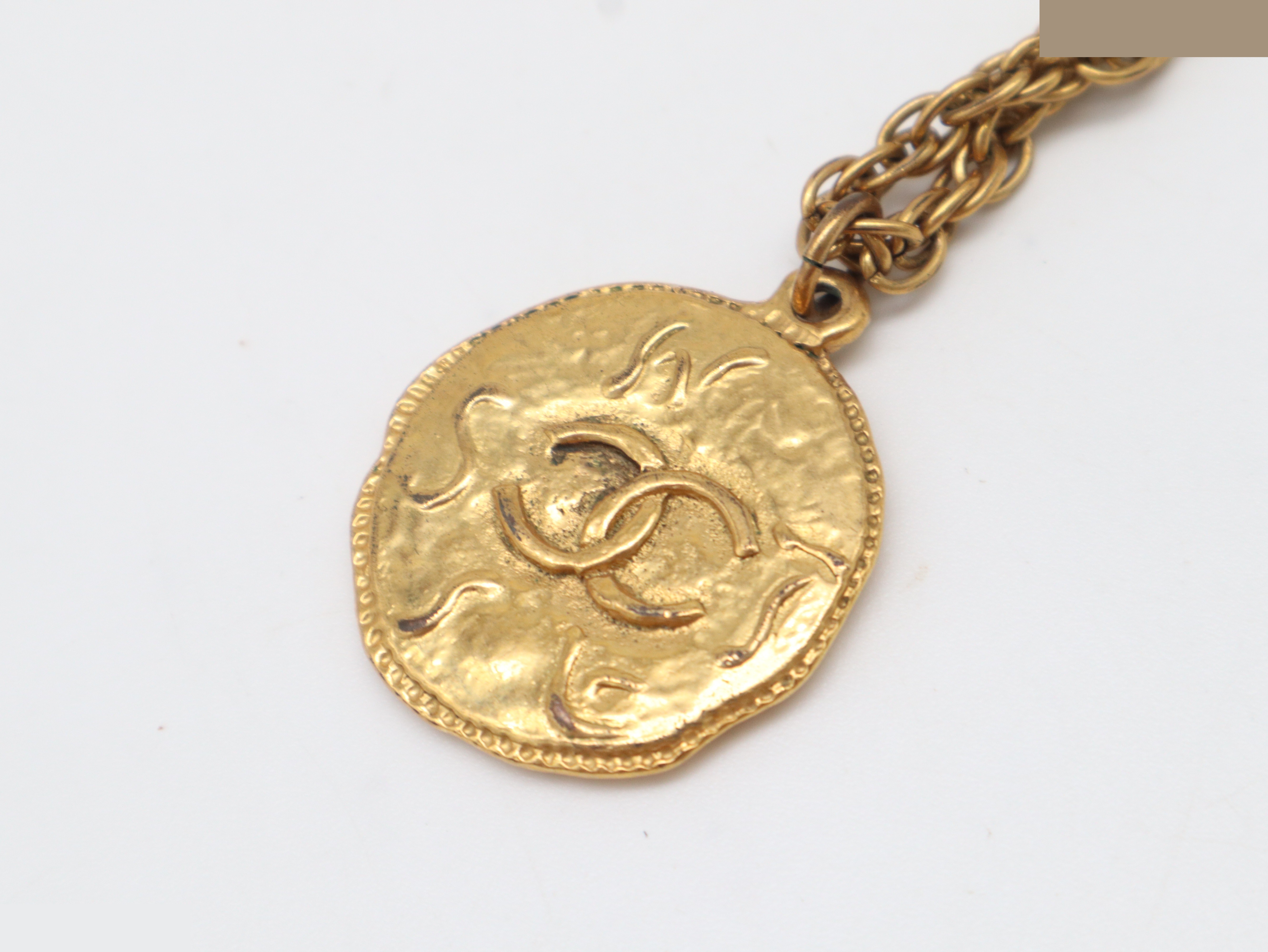 Coco Mark Coin Necklace, GP (Gold Plated), Chain approx. 43cm — view 6