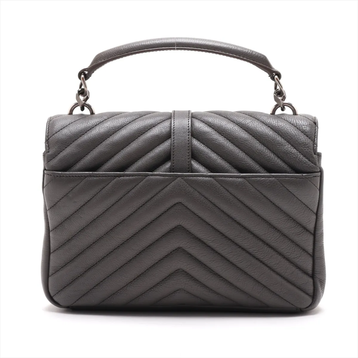 College Leather 2-Way Handbag, Gray, 428056 — view 2
