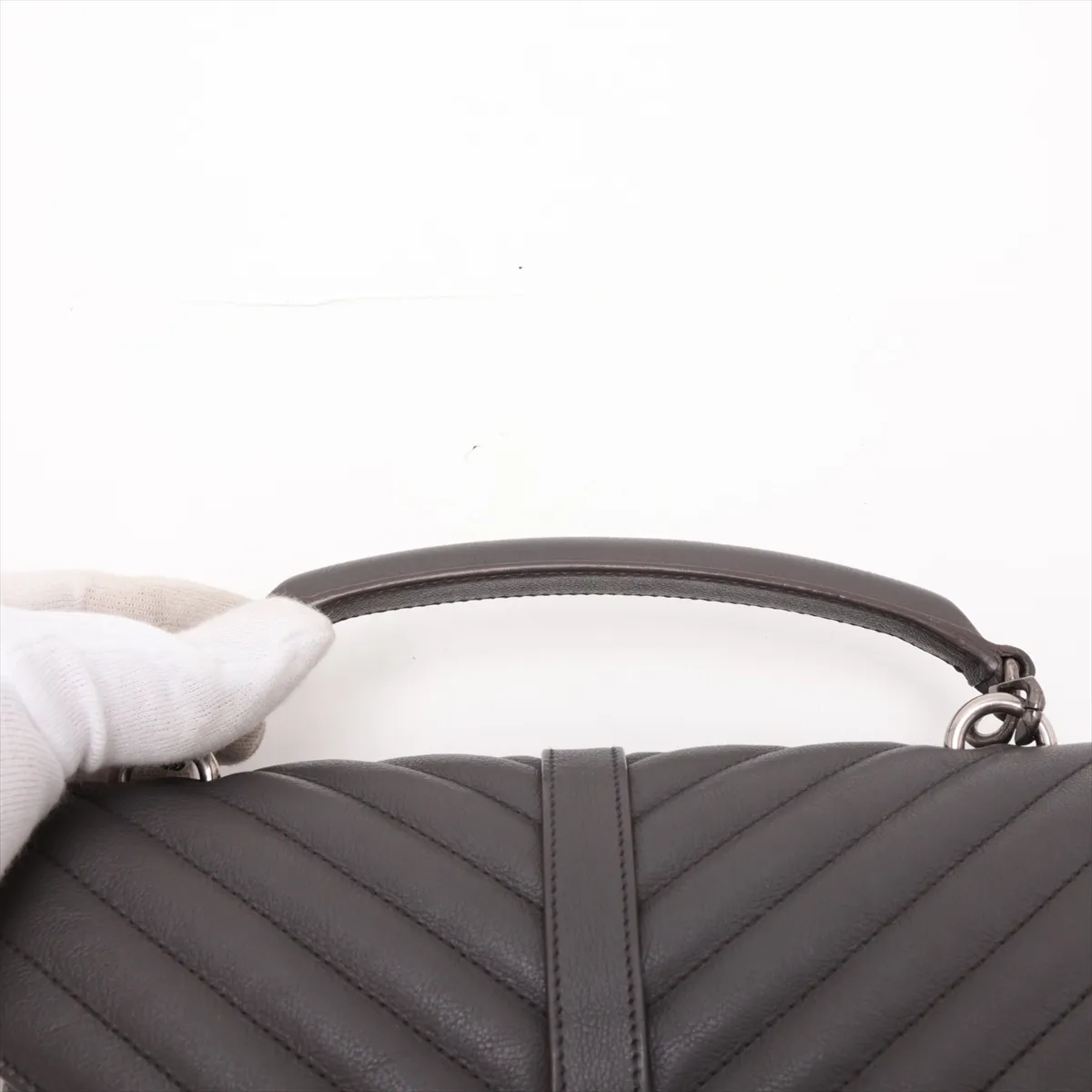 College Leather 2-Way Handbag, Gray, 428056 — view 6