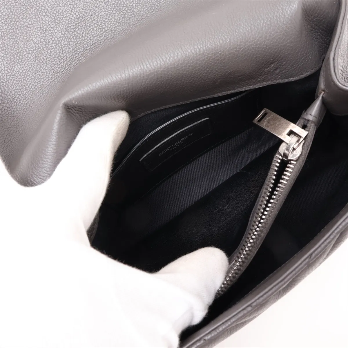 College Leather 2-Way Handbag, Gray, 428056 — view 9