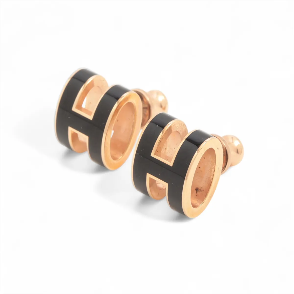 Pop H earrings (for both ears) GP Black x Gold