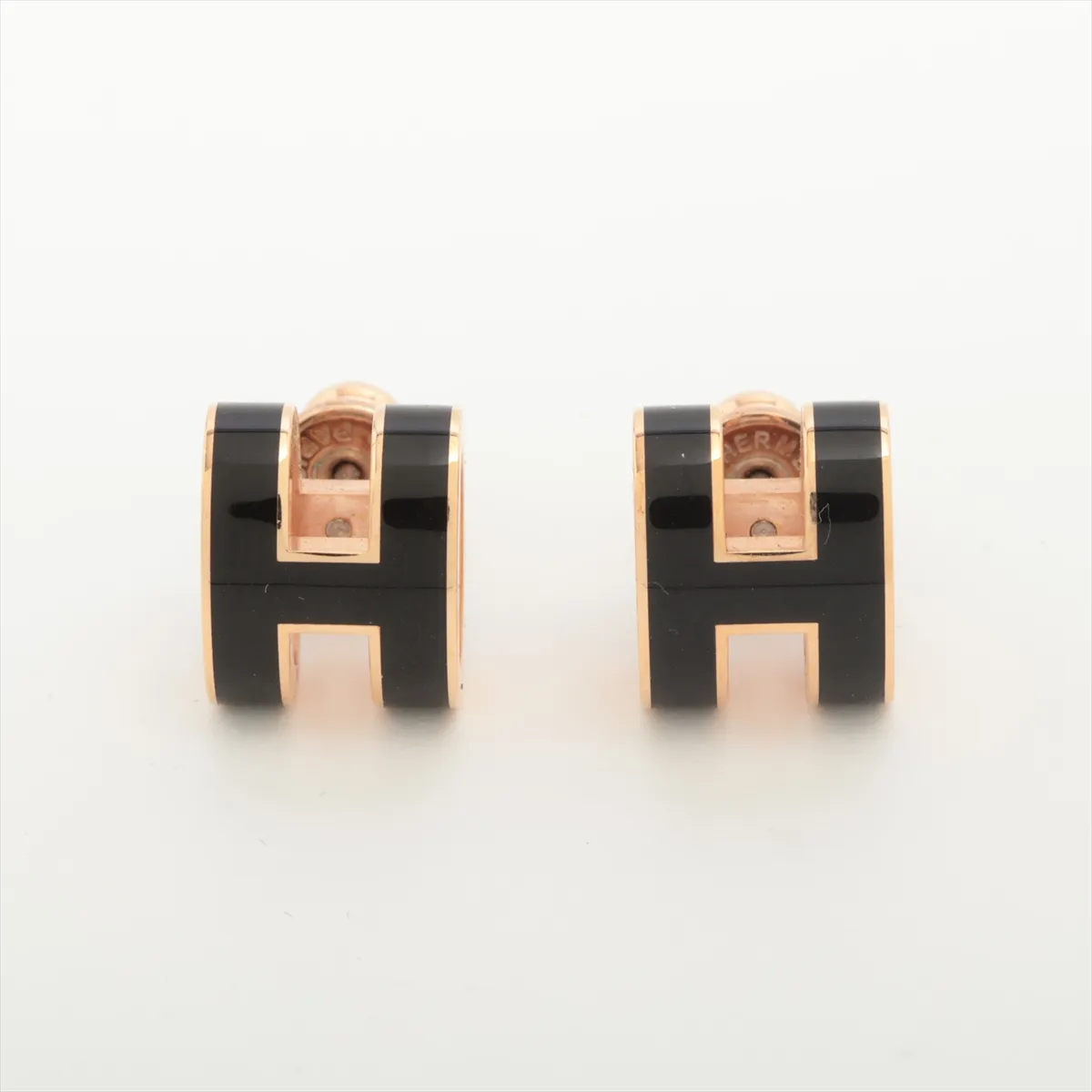 Pop H earrings (for both ears) GP Black x Gold — view 2