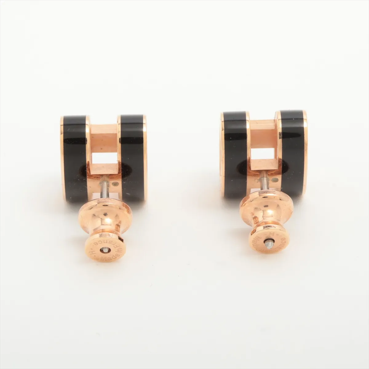 Pop H earrings (for both ears) GP Black x Gold — view 3