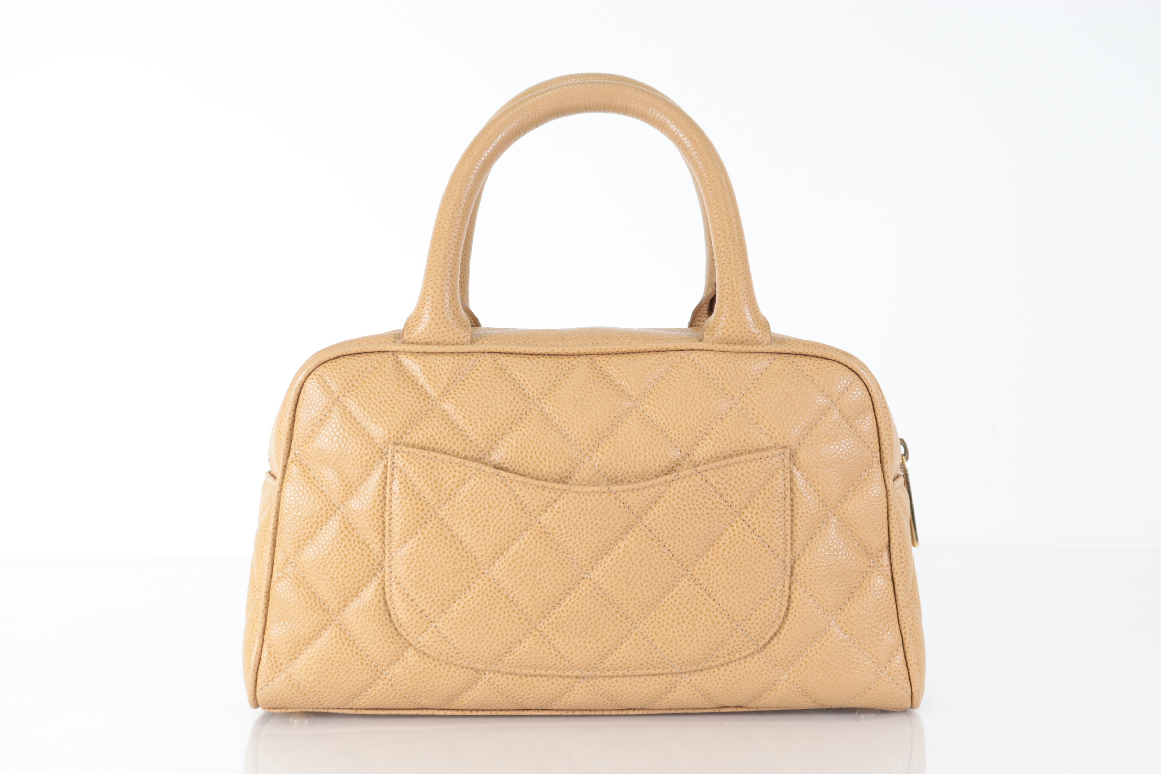 Matelassé Caviar Mini Boston Bag, Beige, Series 8 (Boston Bag) — view 2