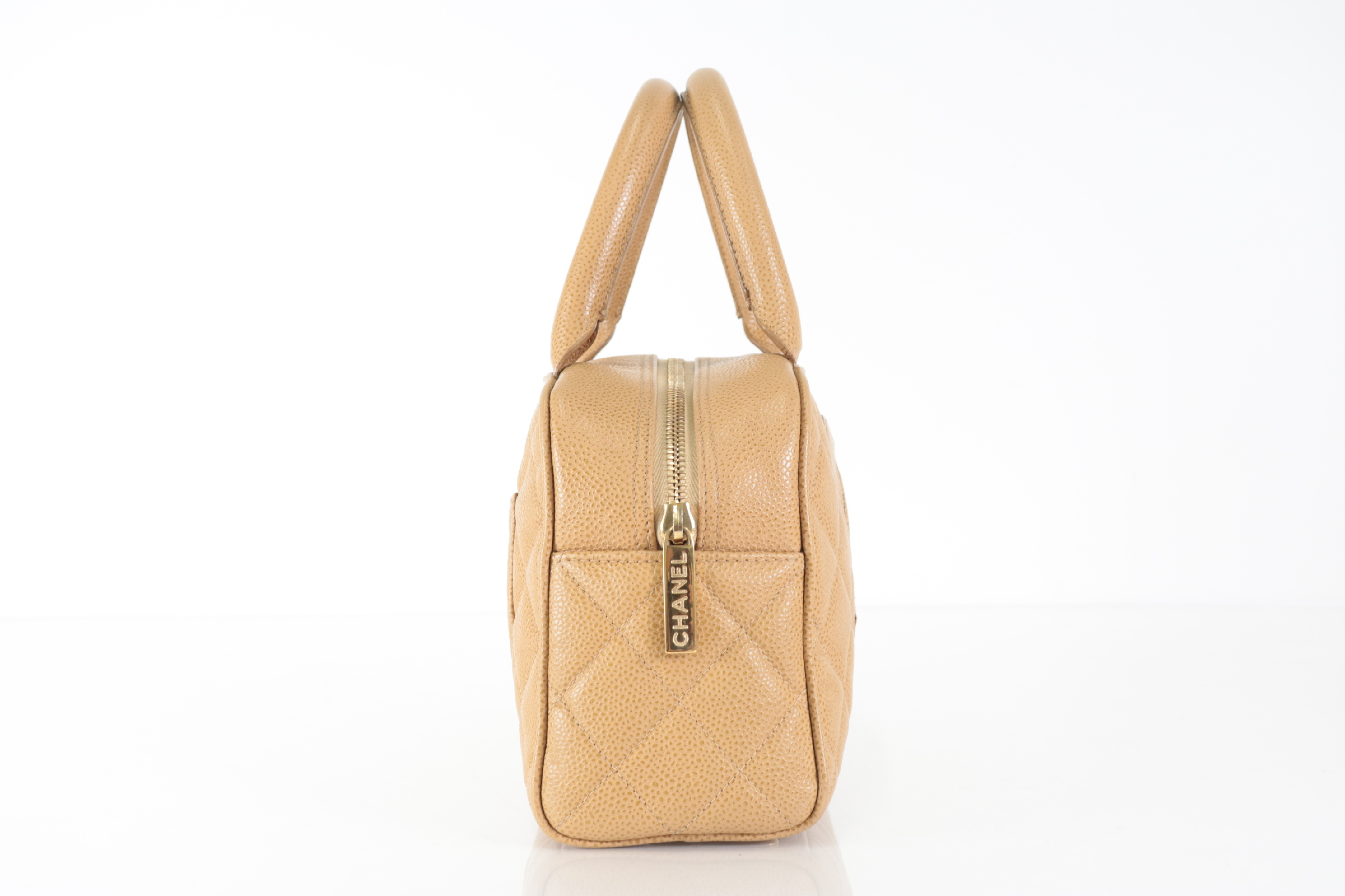 Matelassé Caviar Mini Boston Bag, Beige, Series 8 (Boston Bag) — view 3