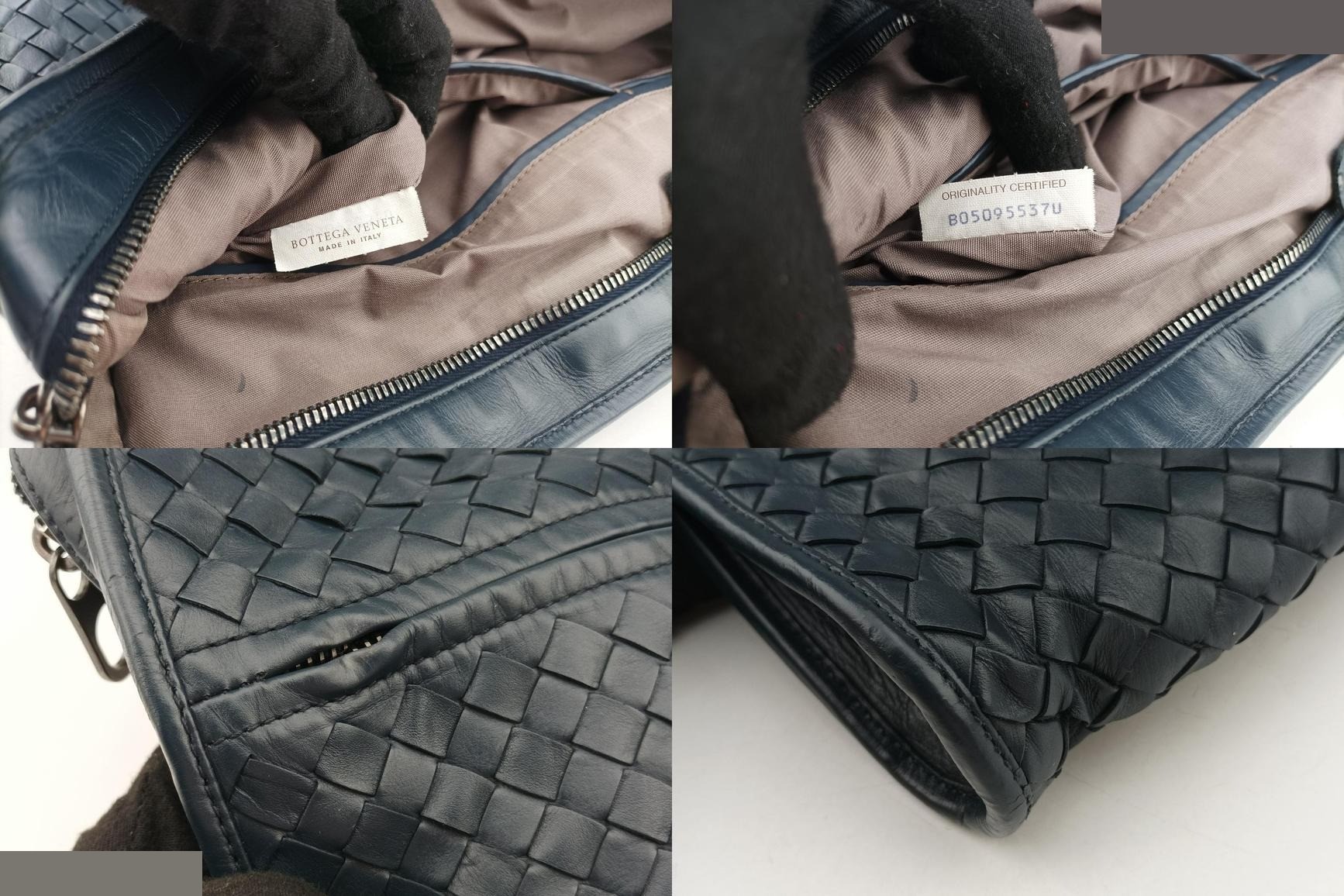 Intrecciato lambskin, navy — view 8