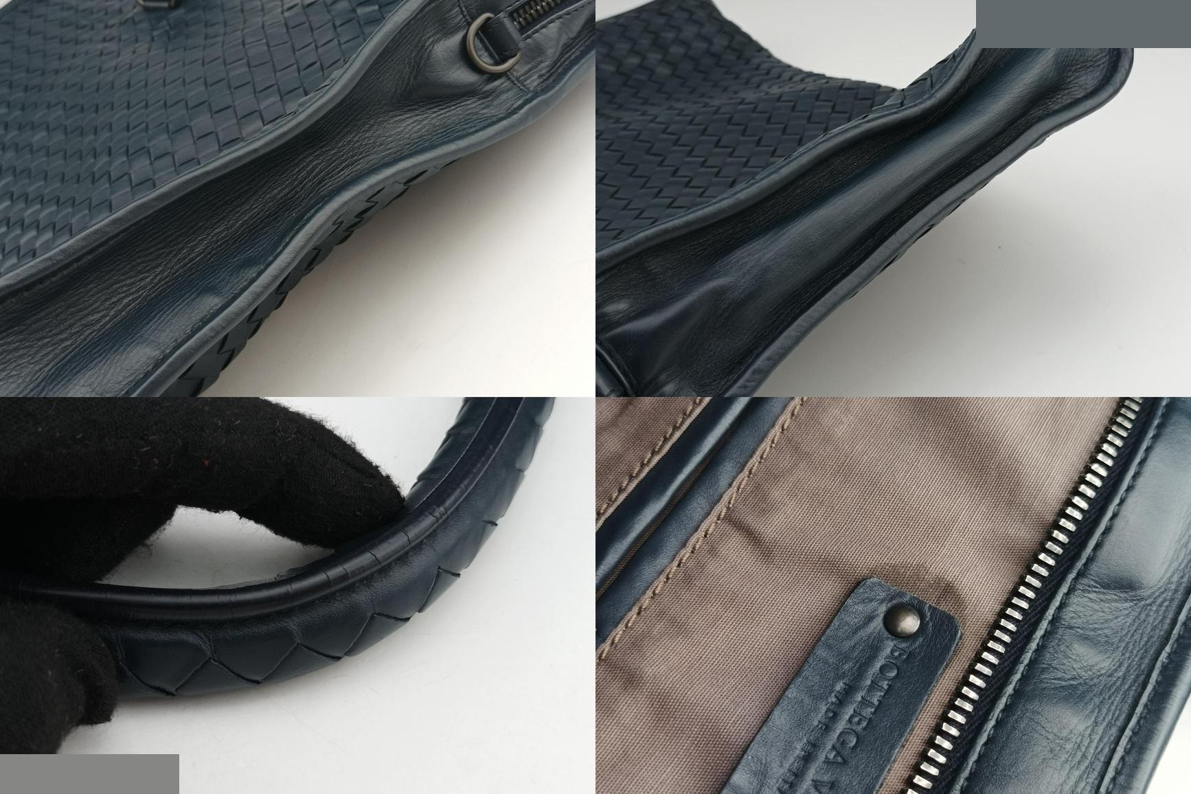 Intrecciato lambskin, navy — view 9