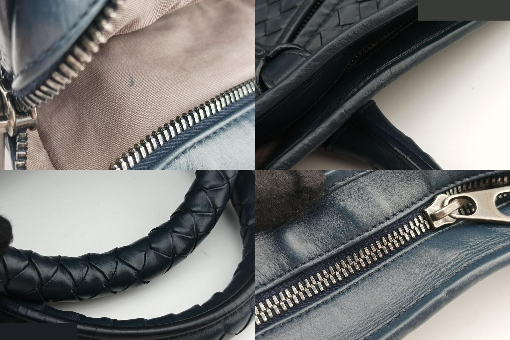 Intrecciato lambskin, navy — view 10