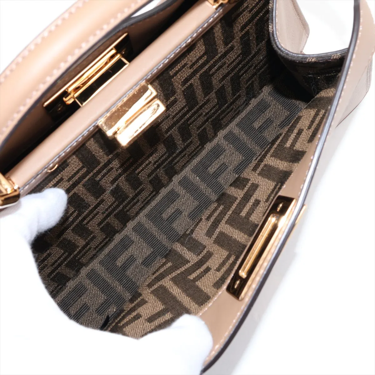 Peekaboo I.U Small Leather 2-Way Handbag, Brown 8BN327 — view 8