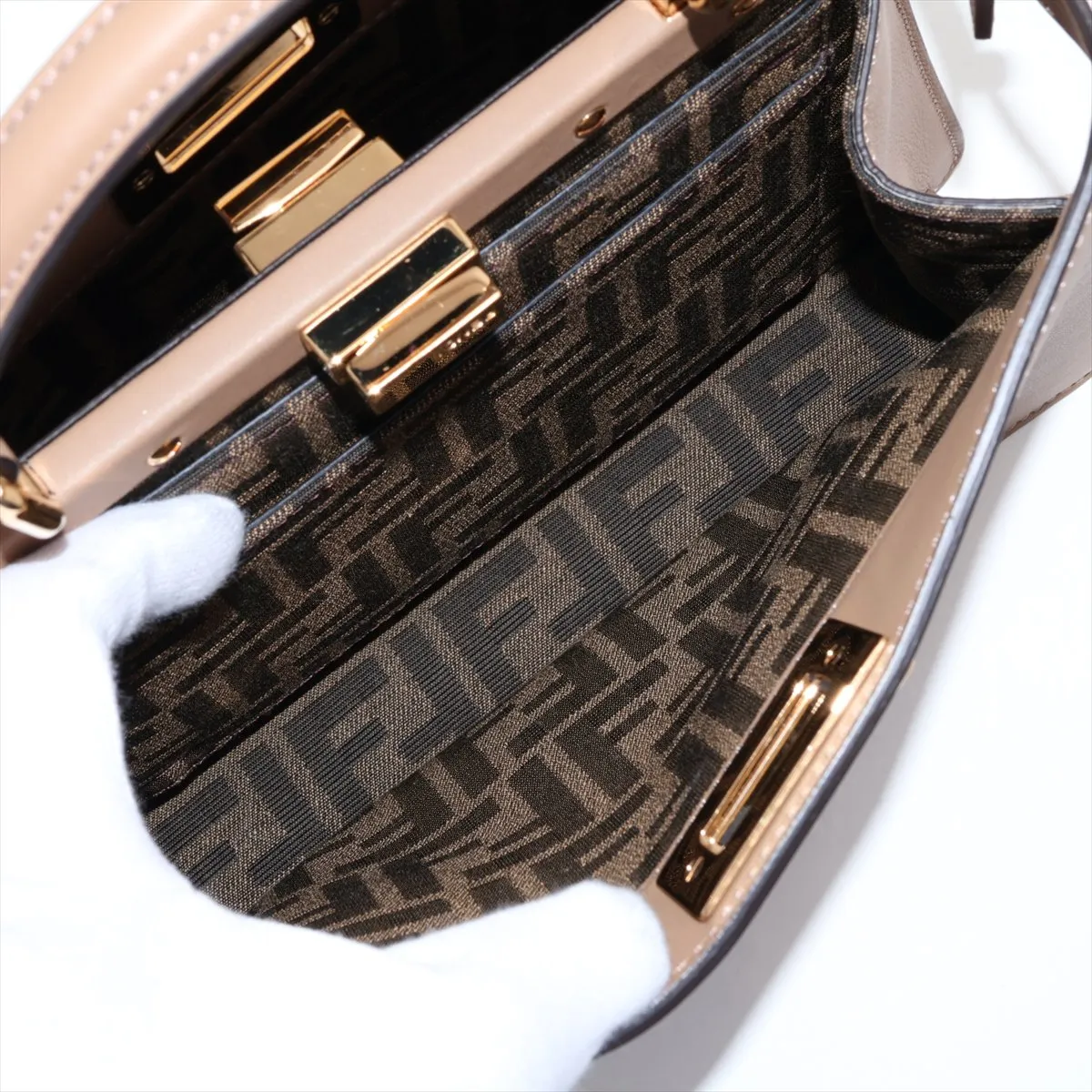 Peekaboo I.U Small Leather 2-Way Handbag, Brown 8BN327 — view 9