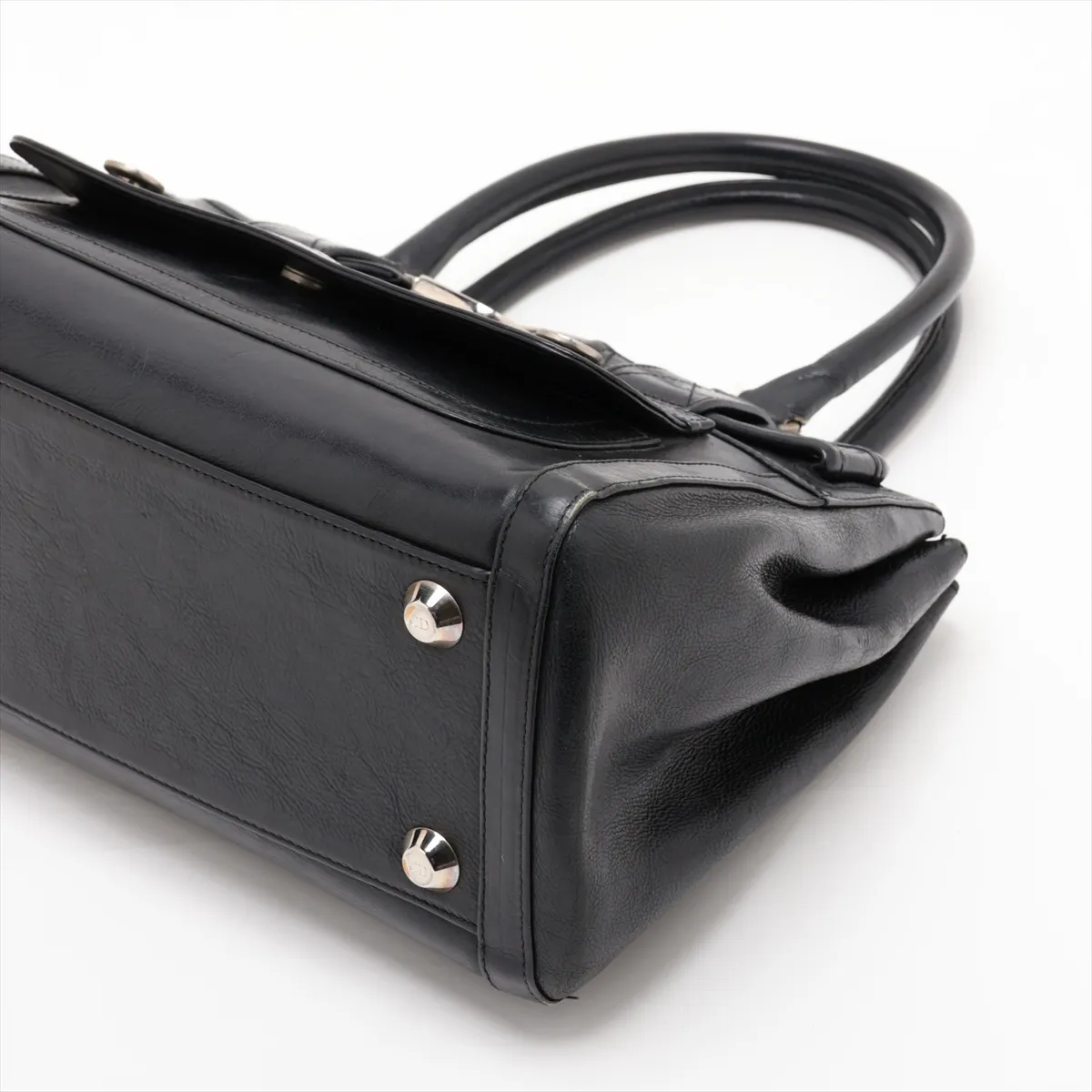 Flight Line Leather Handbag, Black — view 3