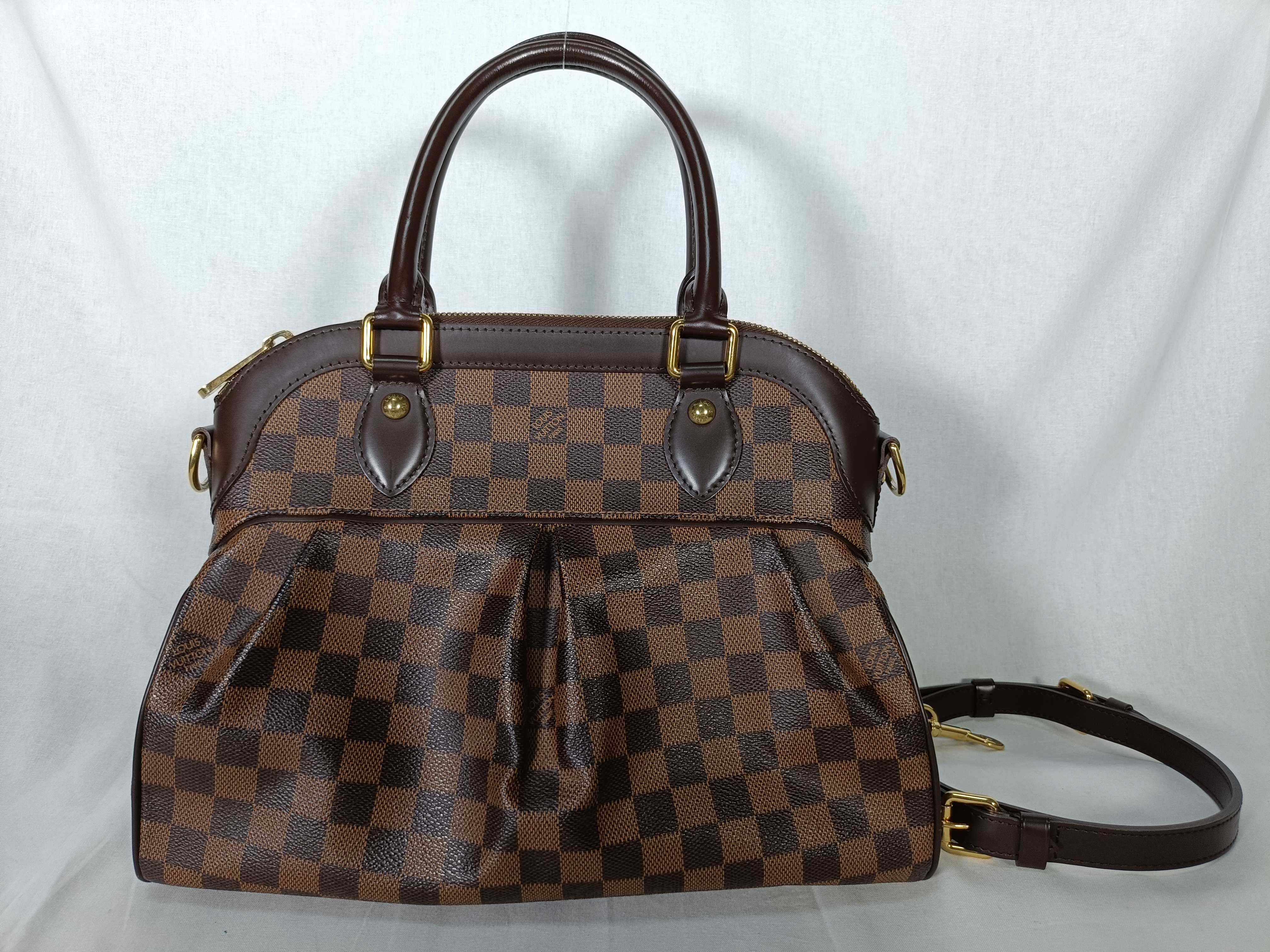 Damier Trevi PM Damier Ebene 2-way handbag, brown with gold hardware, N51997 tote bag