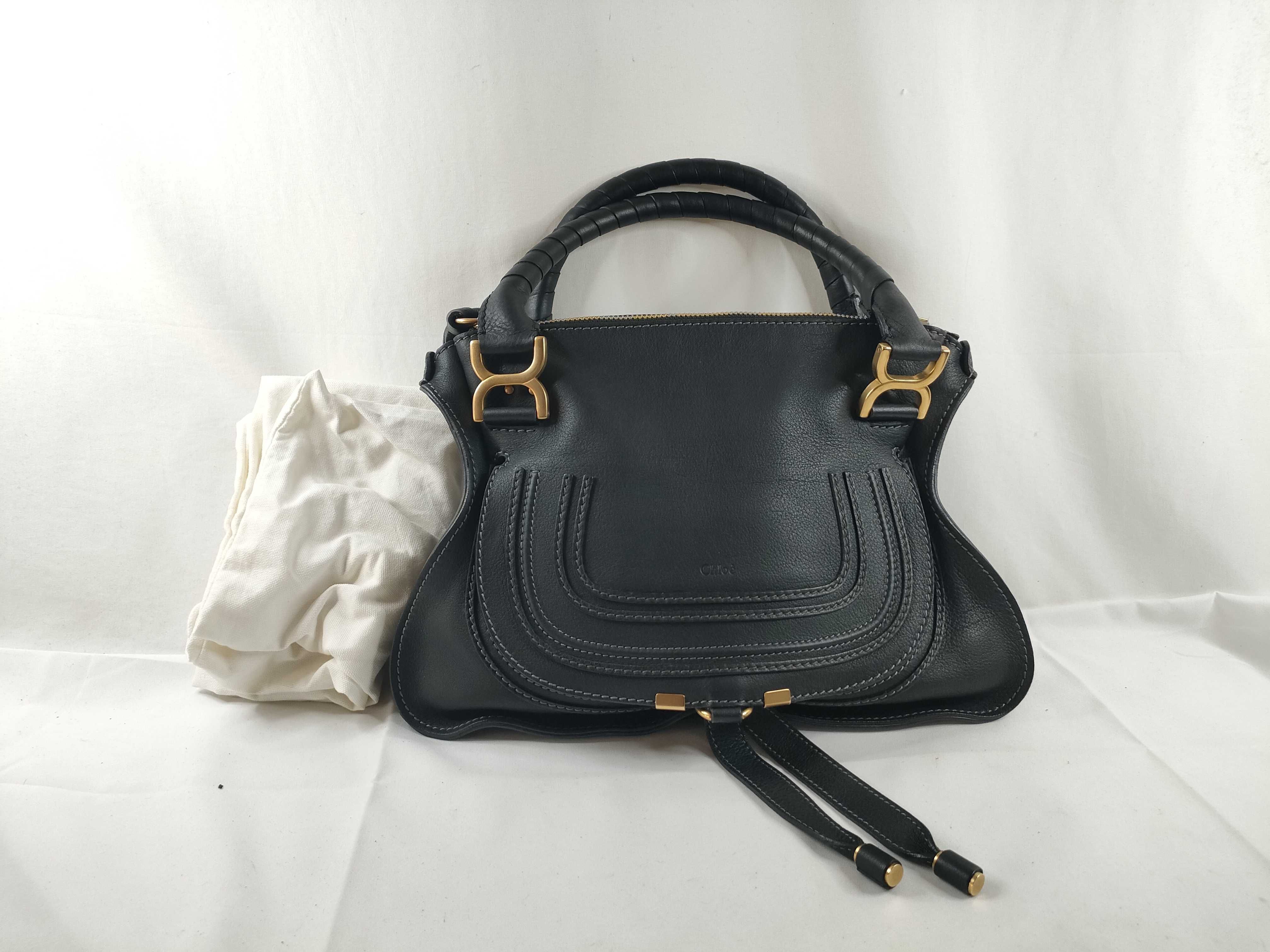 Marcie Leather 2-Way Handbag, Black