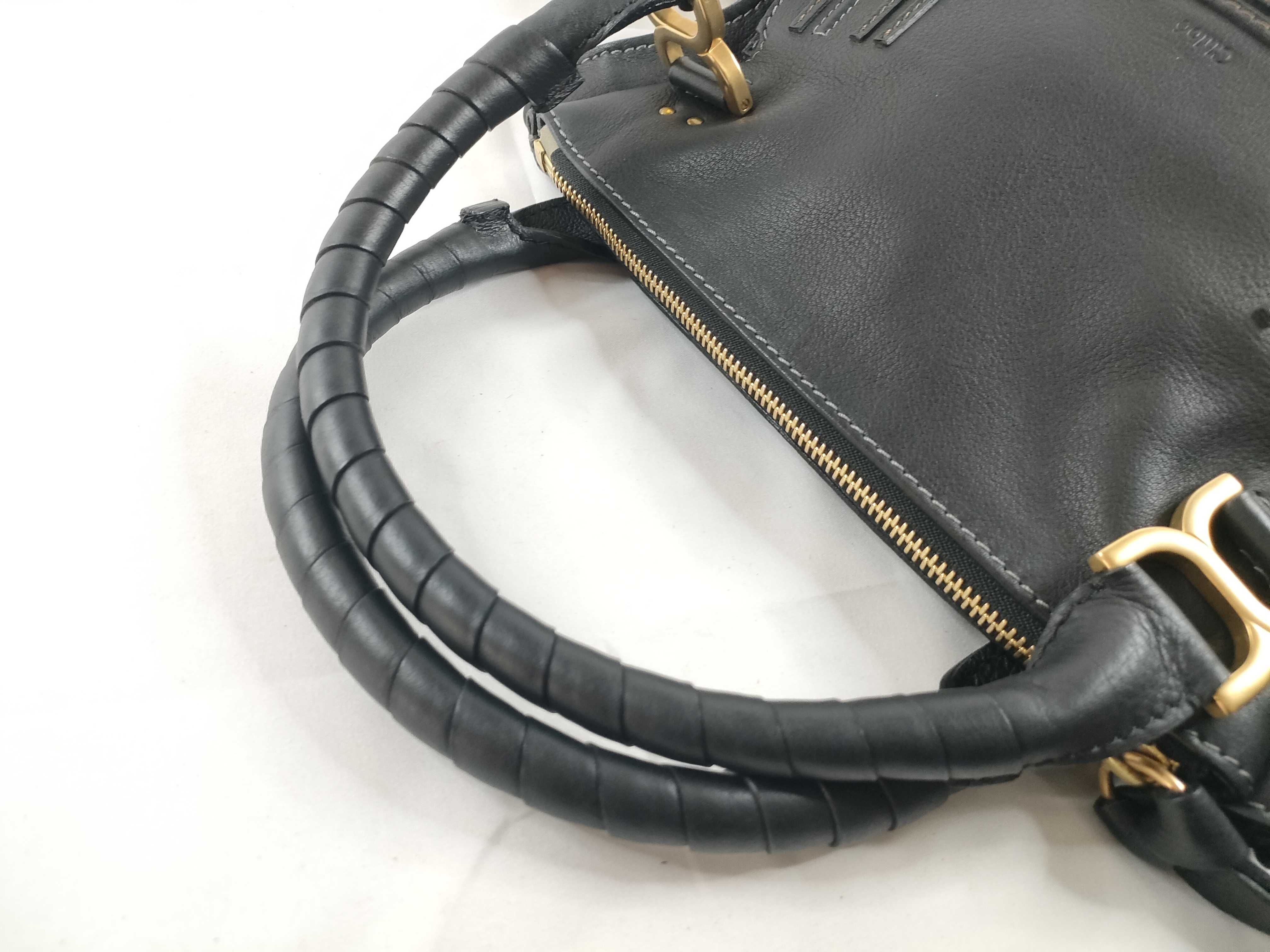 Marcie Leather 2-Way Handbag, Black — view 6