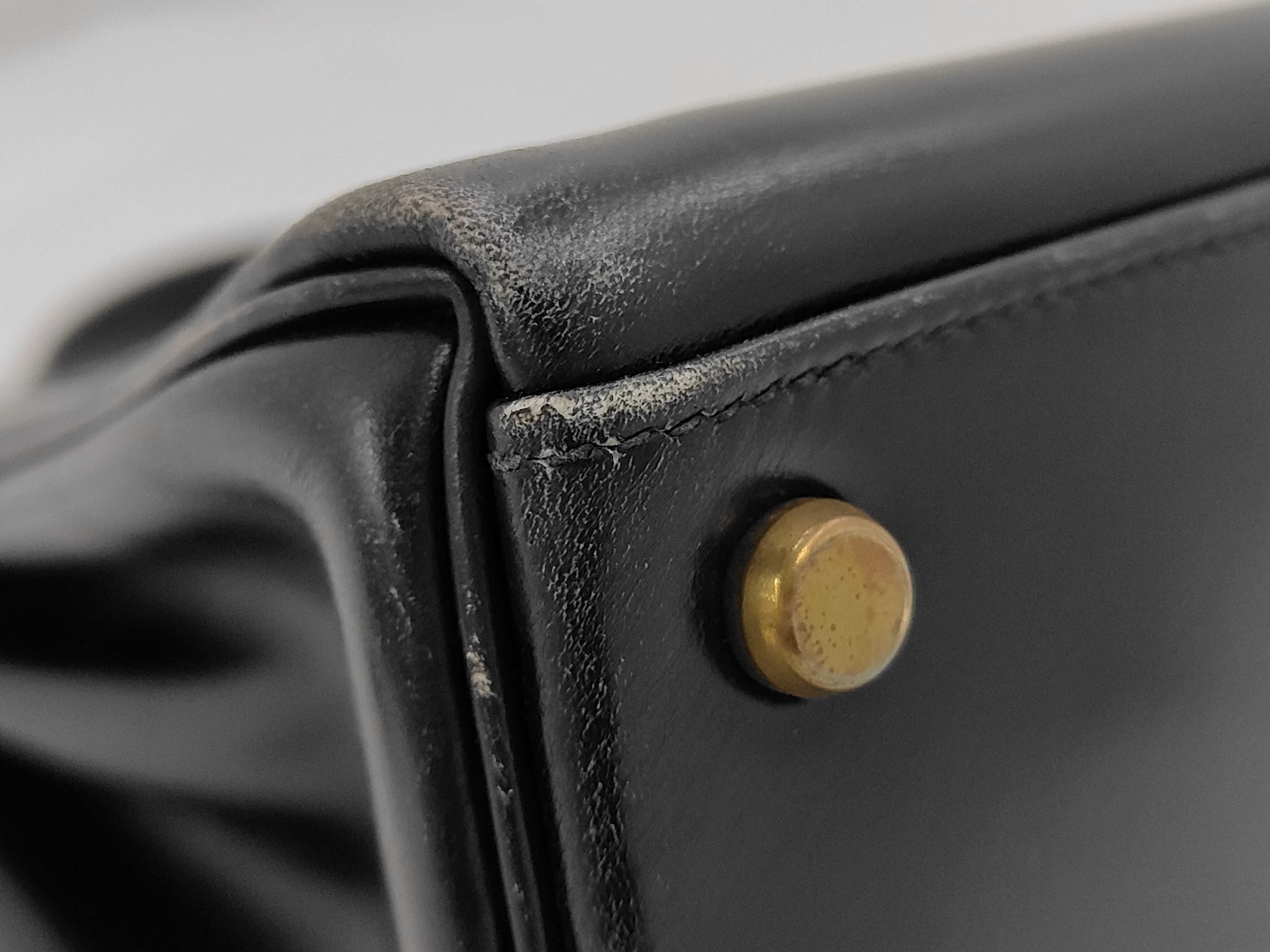 Kelly 32 Calfskin Black Gold Hardware N Stamp Handbag — view 6