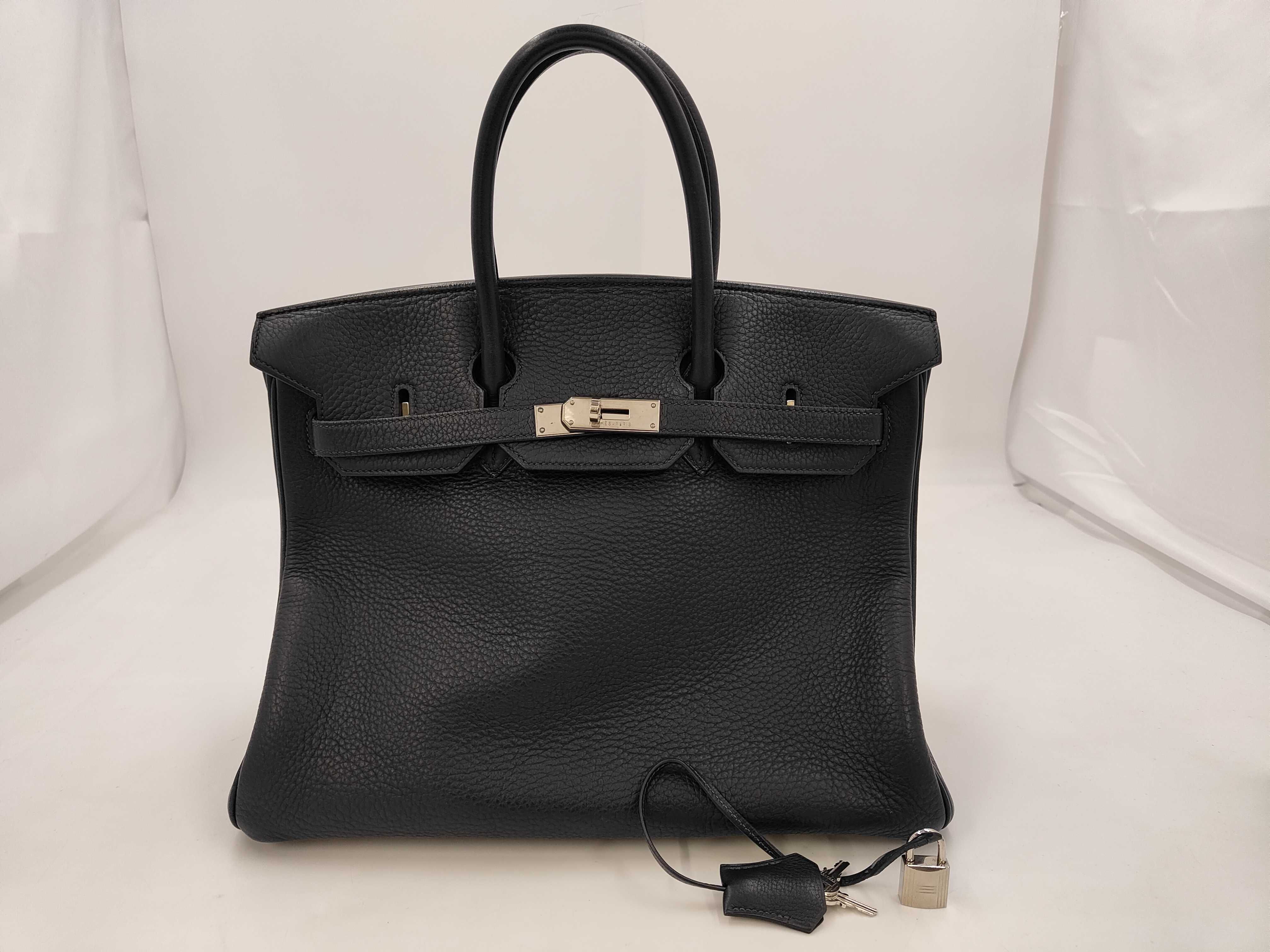 Birkin 35 Navy E stamp, padlock, clochette, key, handbag