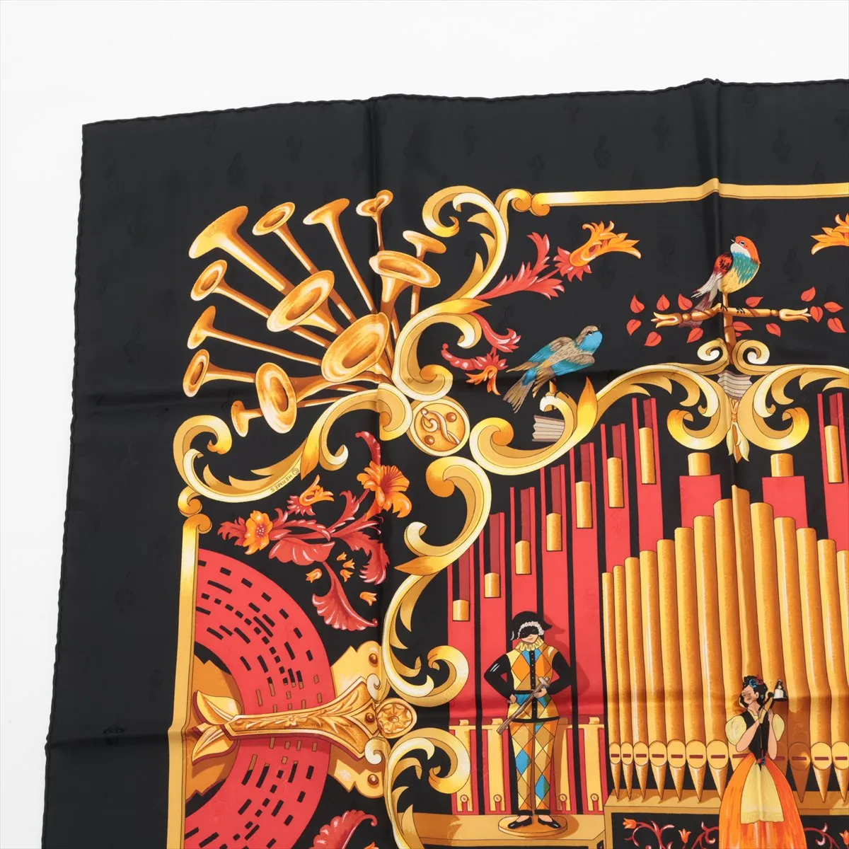 Carre 90 ORGAUPHONE ET AUTRES MECANIQUES Pipe organ and clockwork instrument Scarf Silk Black Thread — view 2