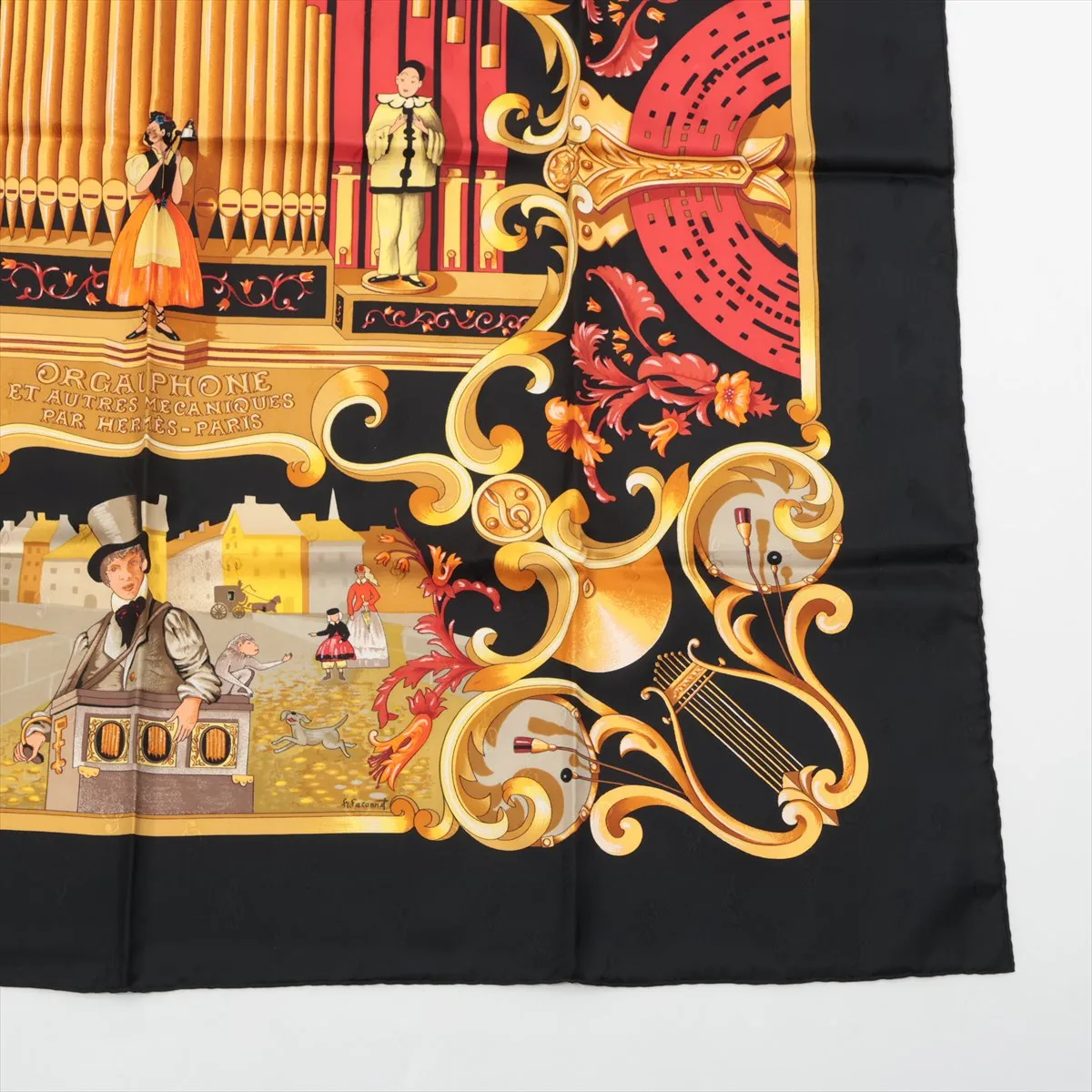 Carre 90 ORGAUPHONE ET AUTRES MECANIQUES Pipe organ and clockwork instrument Scarf Silk Black Thread — view 4