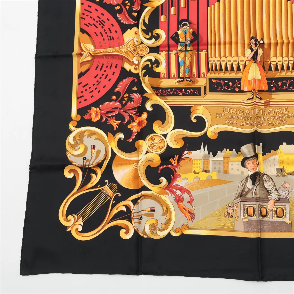 Carre 90 ORGAUPHONE ET AUTRES MECANIQUES Pipe organ and clockwork instrument Scarf Silk Black Thread — view 5
