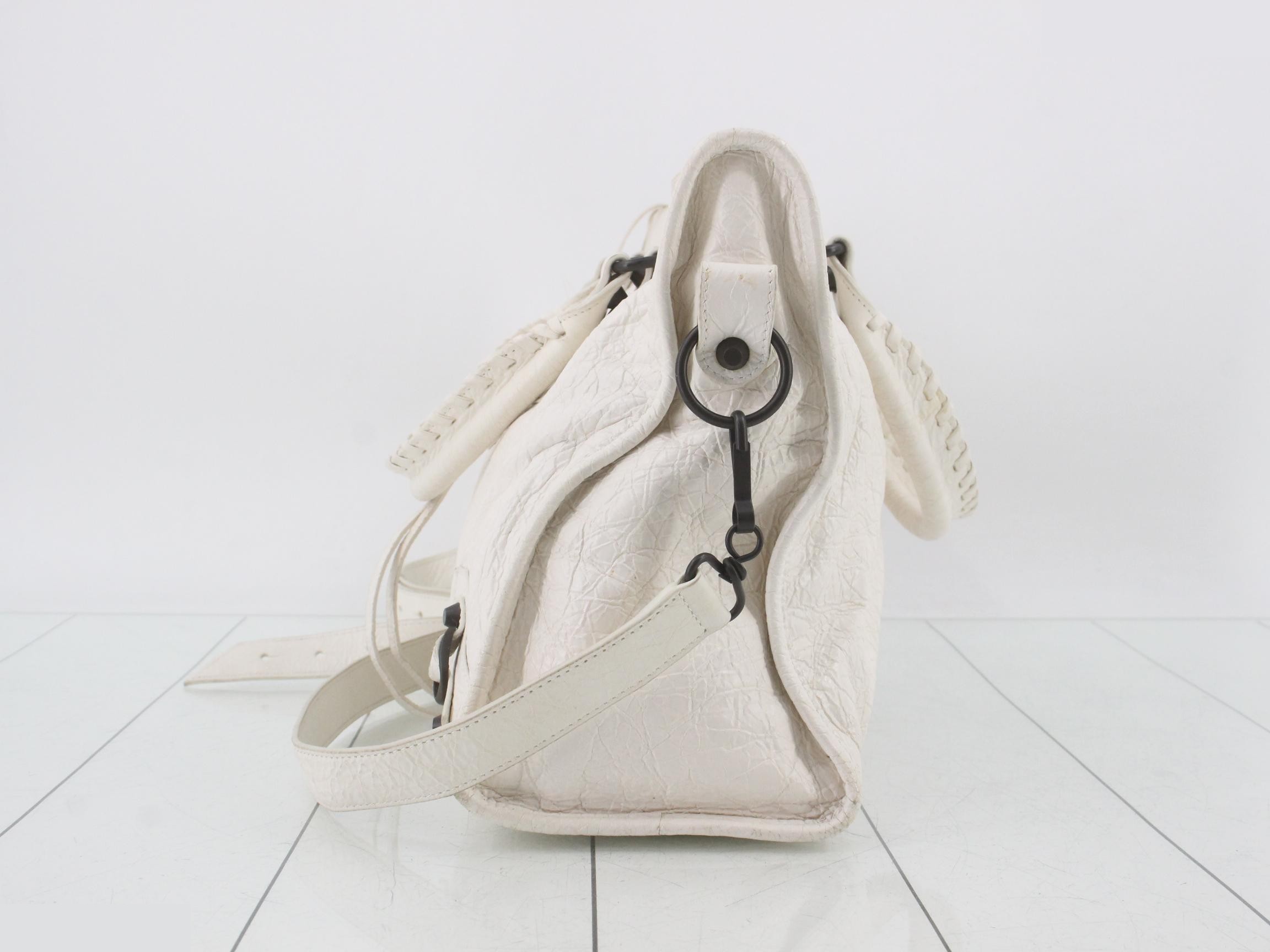 The City 2-Way Handbag with Long Strap, White — view 3