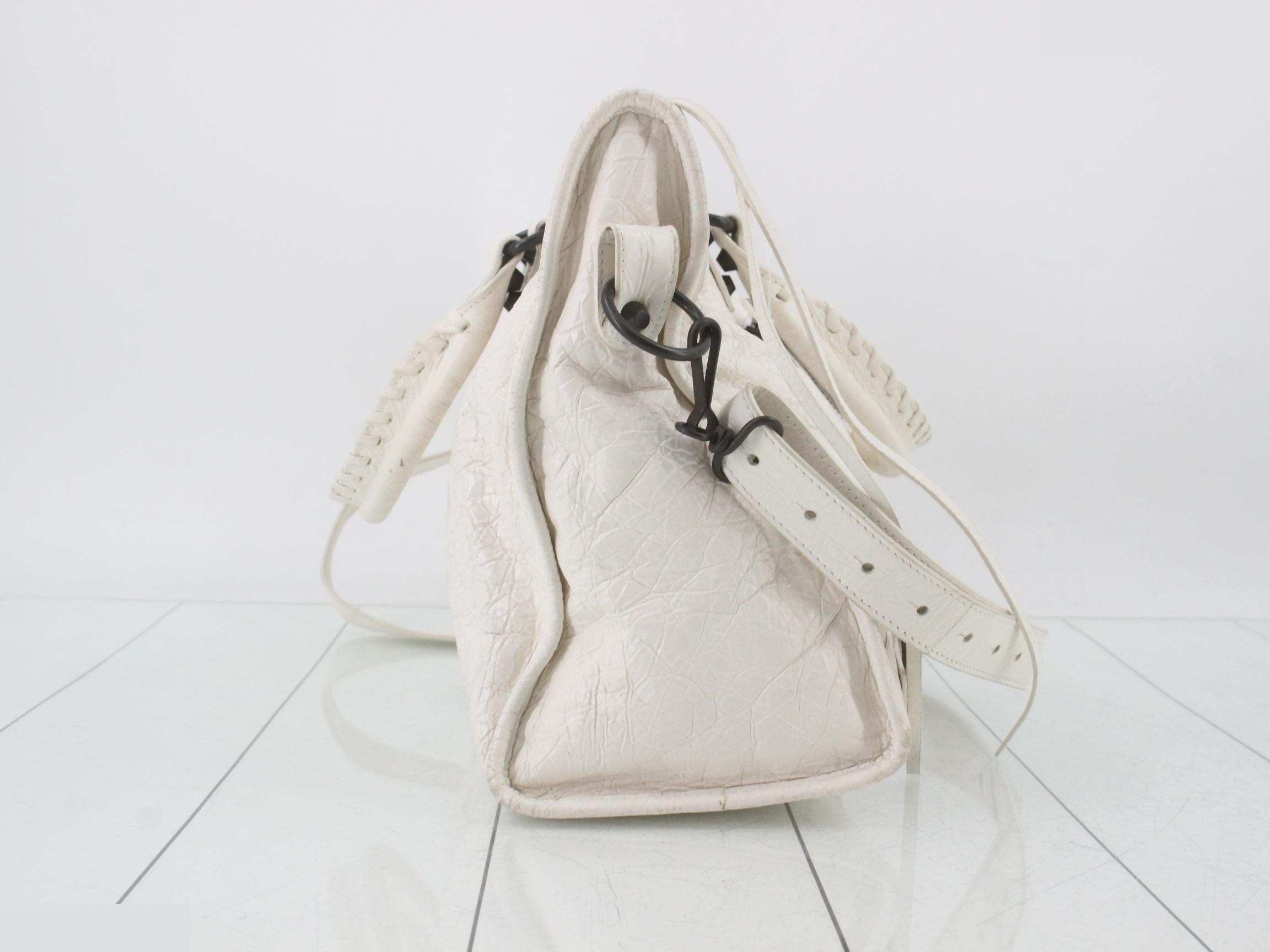 The City 2-Way Handbag with Long Strap, White — view 4