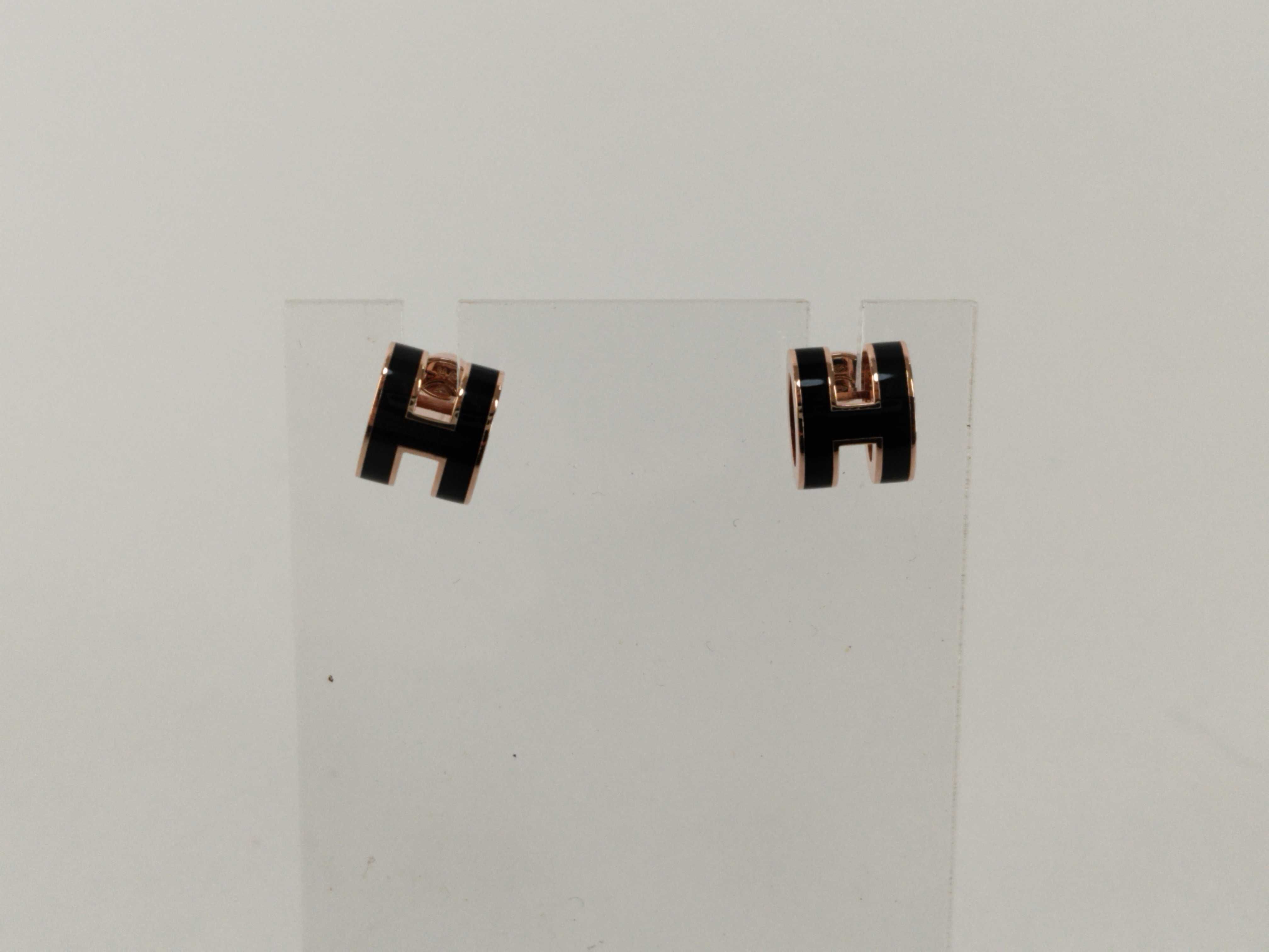 Mini Pop H Black Pink Gold Earrings