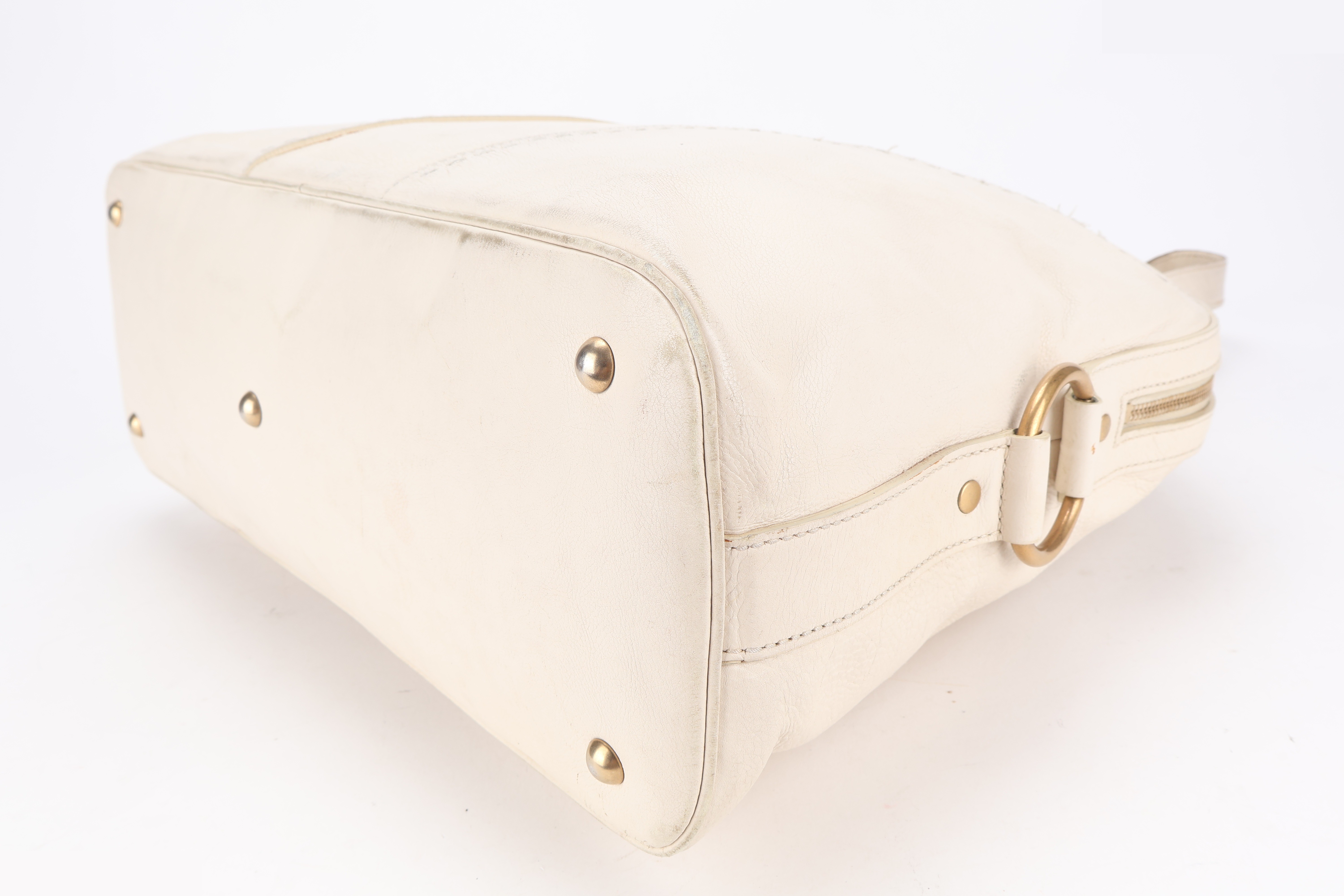 WHITE LEATHER LARGE MUSE BAG GHW — view 4