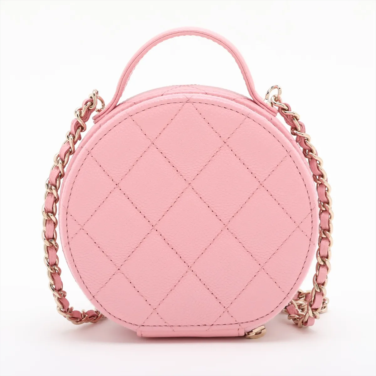 Matelassé Caviar Skin 2-Way Shoulder Bag Vanity Case Pink Gold Hardware 31877032 (Serial Number 31) — view 2